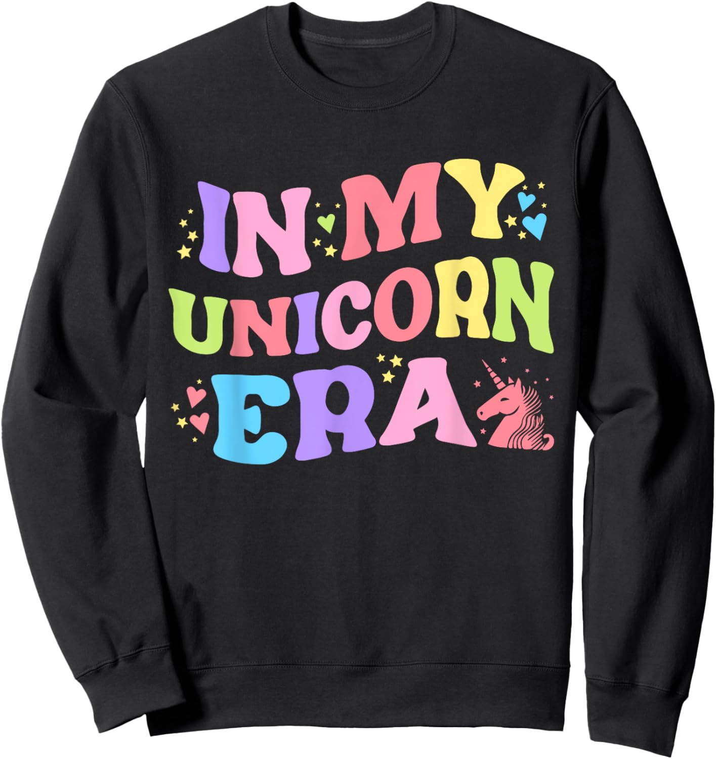 In My Unicorn Era Funny Retro Princess Girl Unicorn Creature Sweatshirt - Sweatshirt | Black
