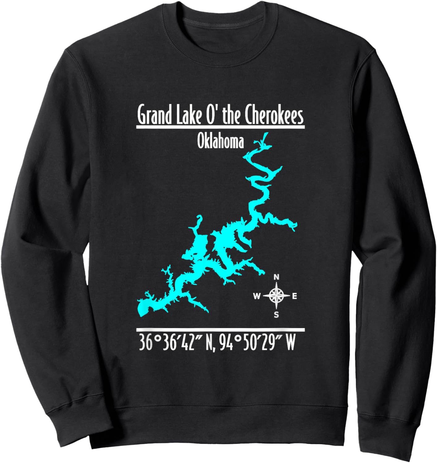 Modern Grand Lake of the Cherokees - Oklahoma Sweatshirt - Sweatshirt | Black