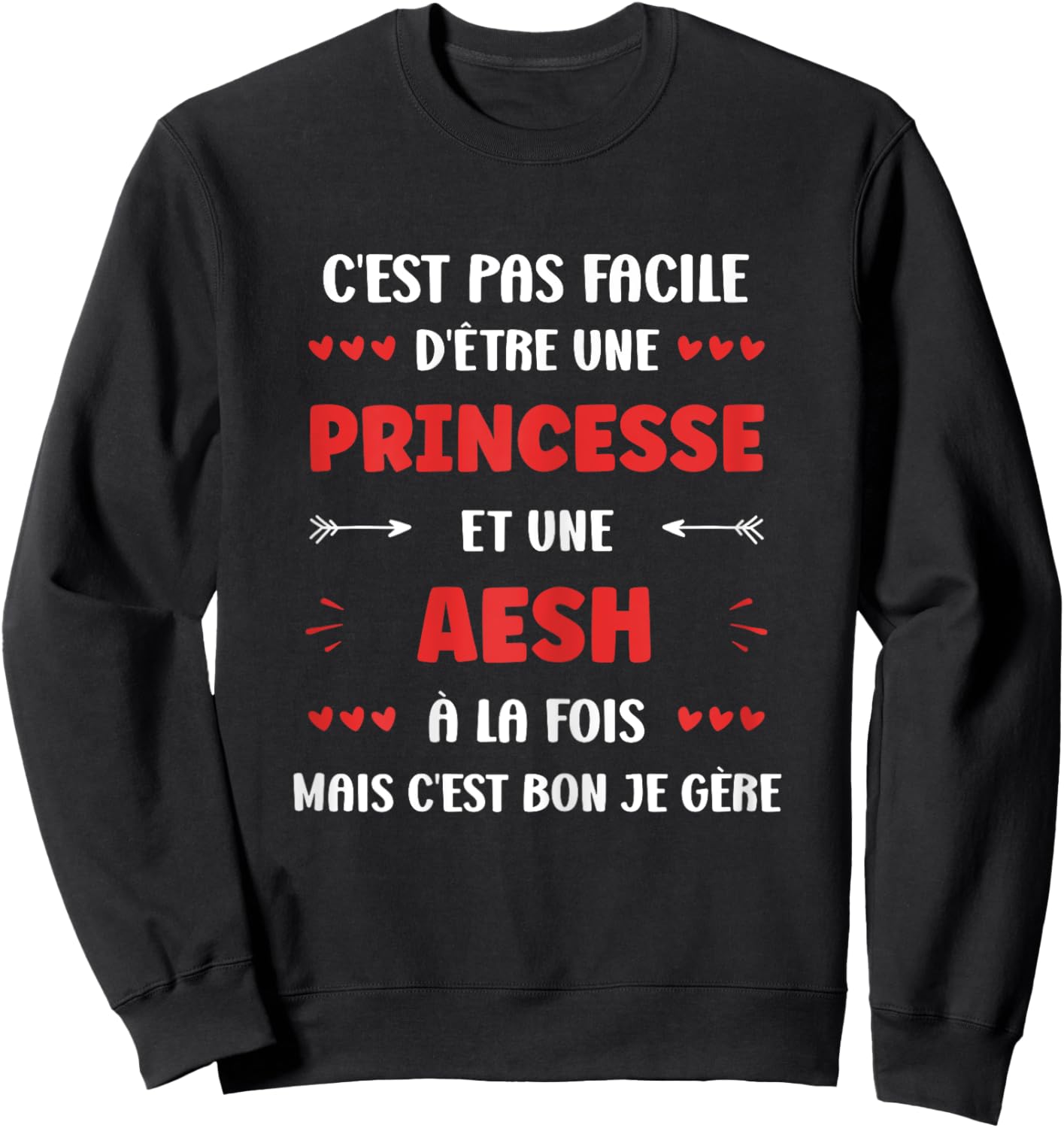 Start Occupation aesh Humour girl princess aesh , Black, Female X-Small Sweatshirt - Sweatshirt | Black