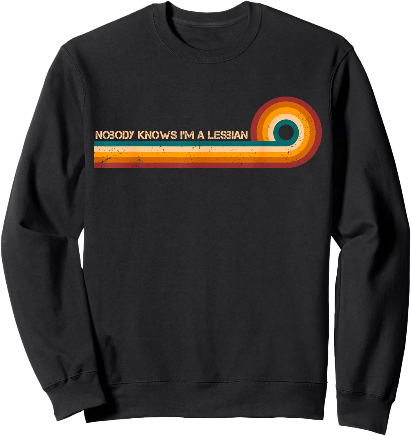 Sarcastic Shirt Retro Stripes Nobody Knows Im A Lesbian Sweatshirt - Sweatshirt | Black