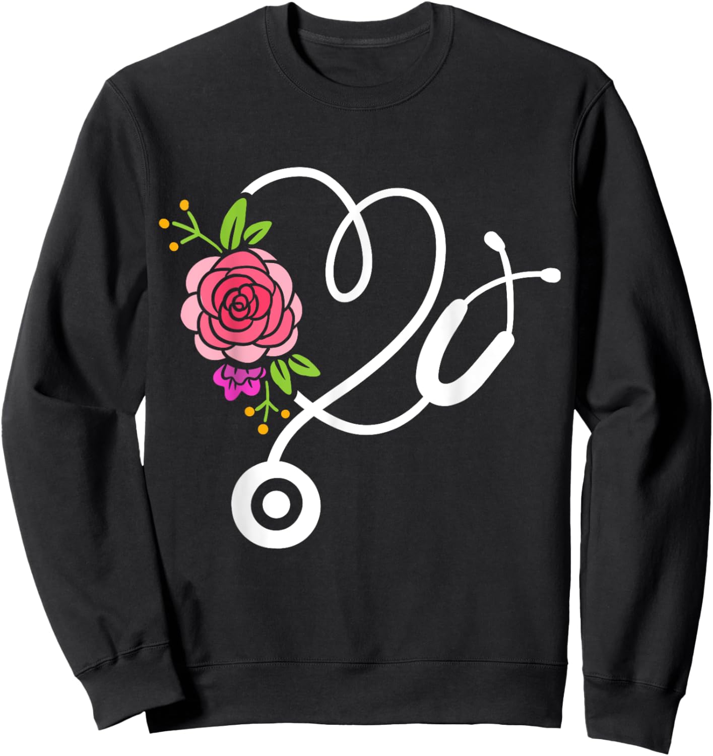 Stethoscope Flower Doctor Nurse Physical Assistant RN Sweatshirt - Sweatshirt | Black