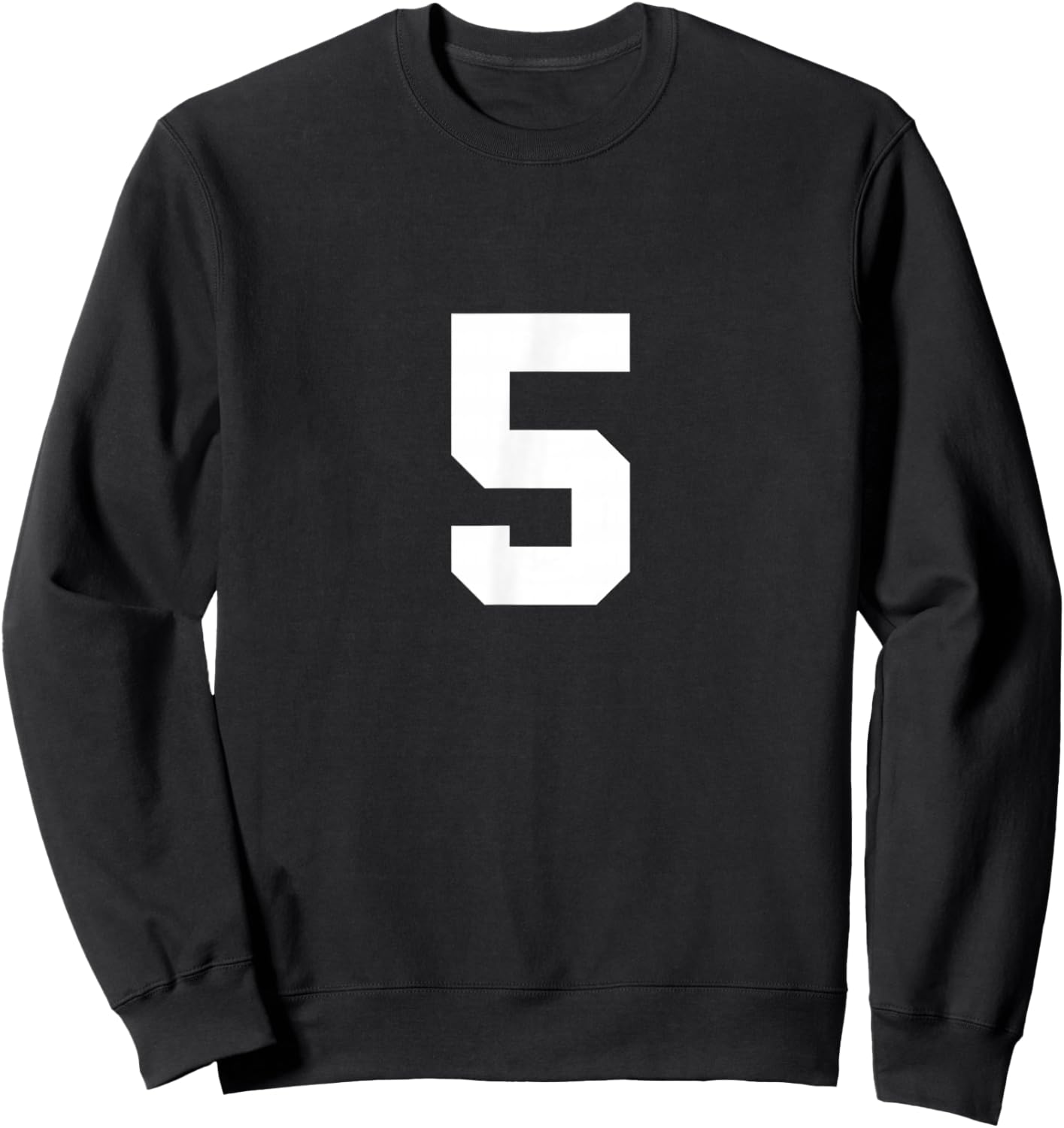 Number 5 (on Front/Back) Sports Team Jersey Number Sweatshirt - Sweatshirt | Black