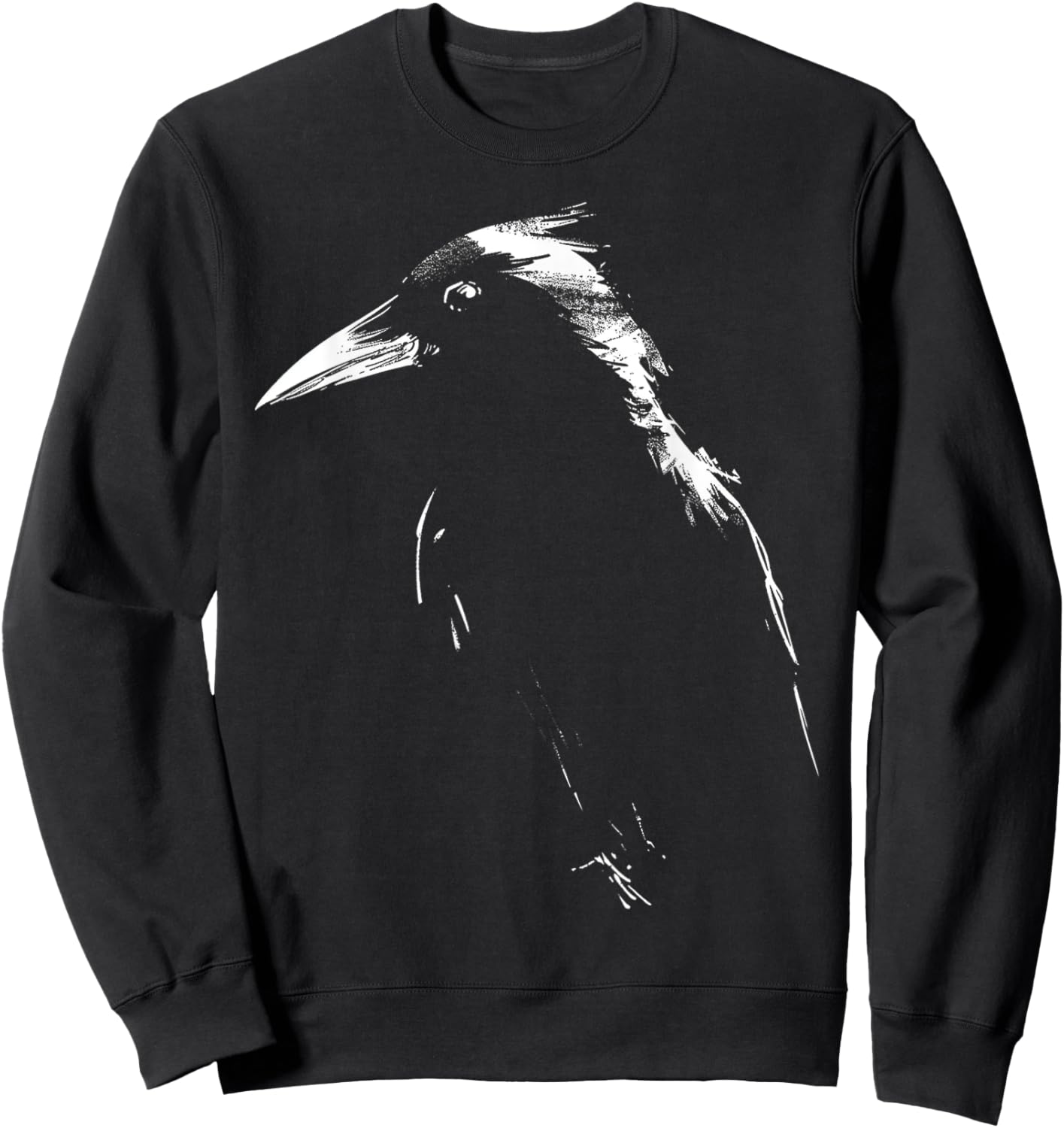 Raven Drawing Animal Art Bird Crow Sweatshirt - Sweatshirt | Black