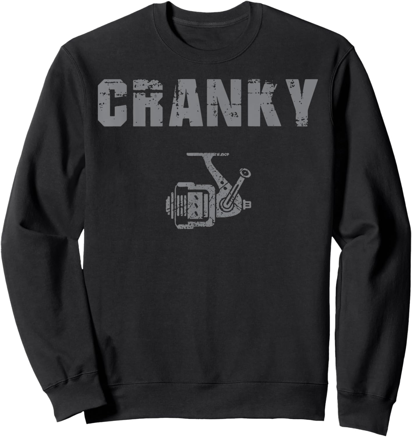 Funny Fishing , Cranky Fishing Reel Fishing Sweatshirt - Sweatshirt | Black