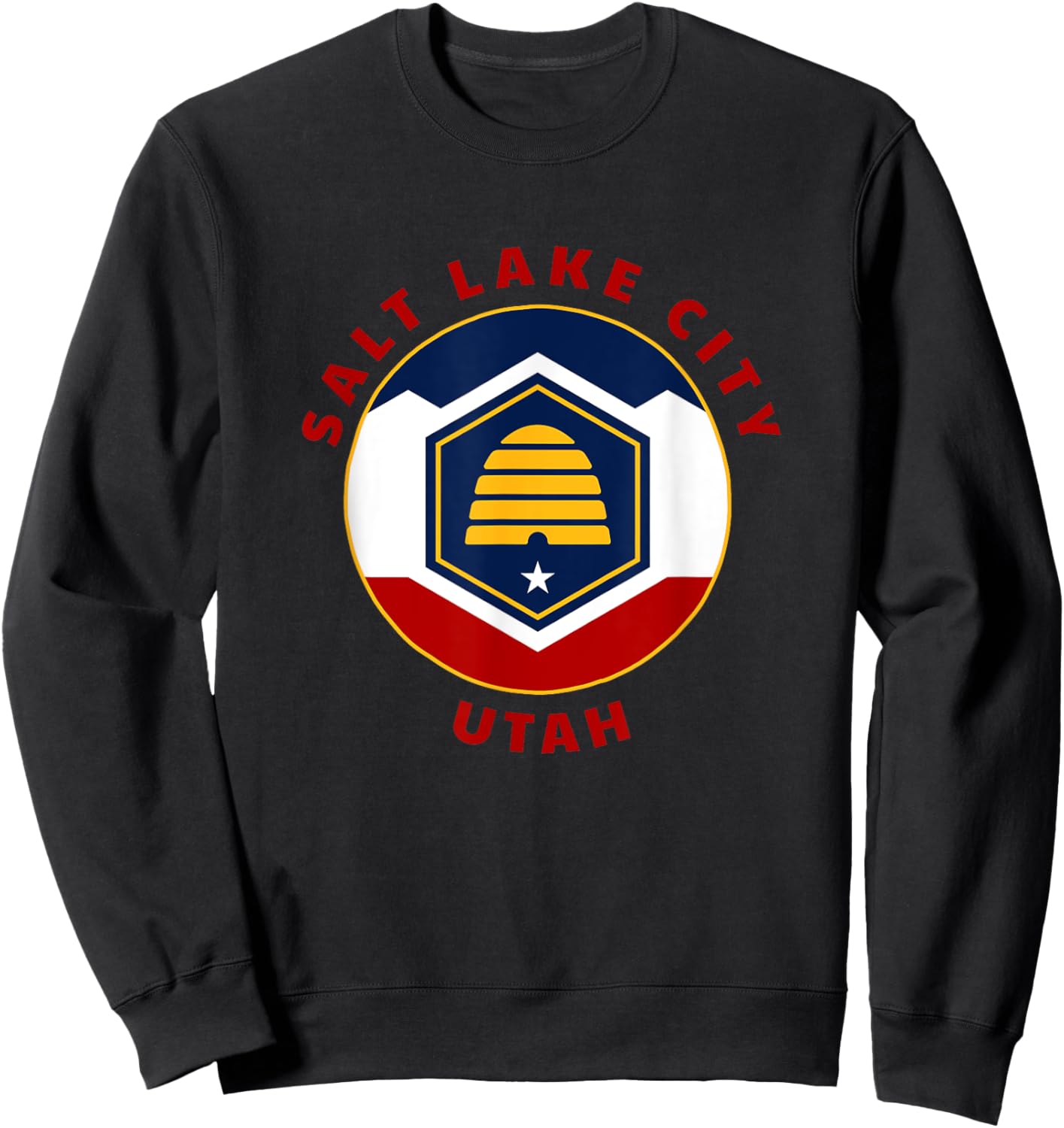Salt Lake City Utah New UT Flag Beehive Vacation Souvenir Sweatshirt - Sweatshirt | Black