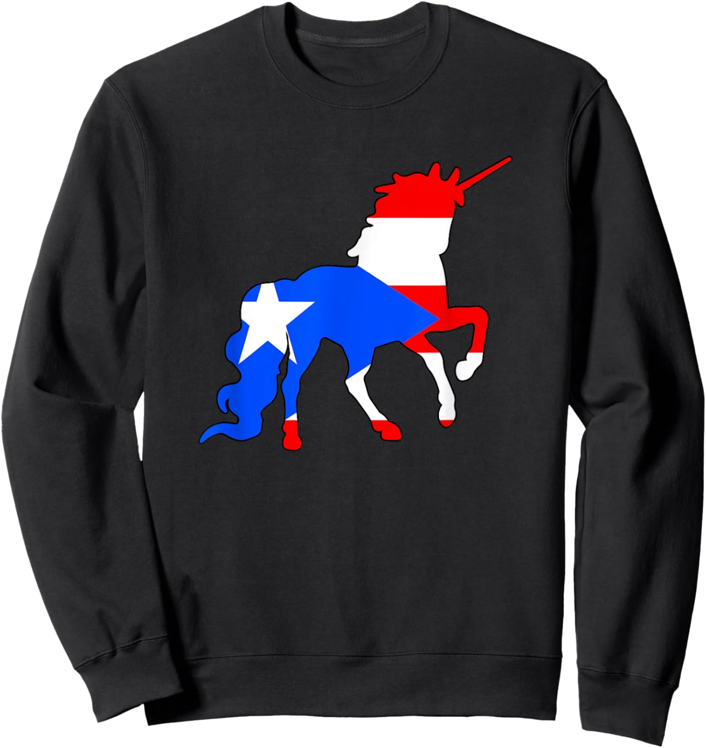 Boricua Puerto Rico PR Flag Puerto Rican Unicorn Kids Girls Sweatshirt - Sweatshirt | Black