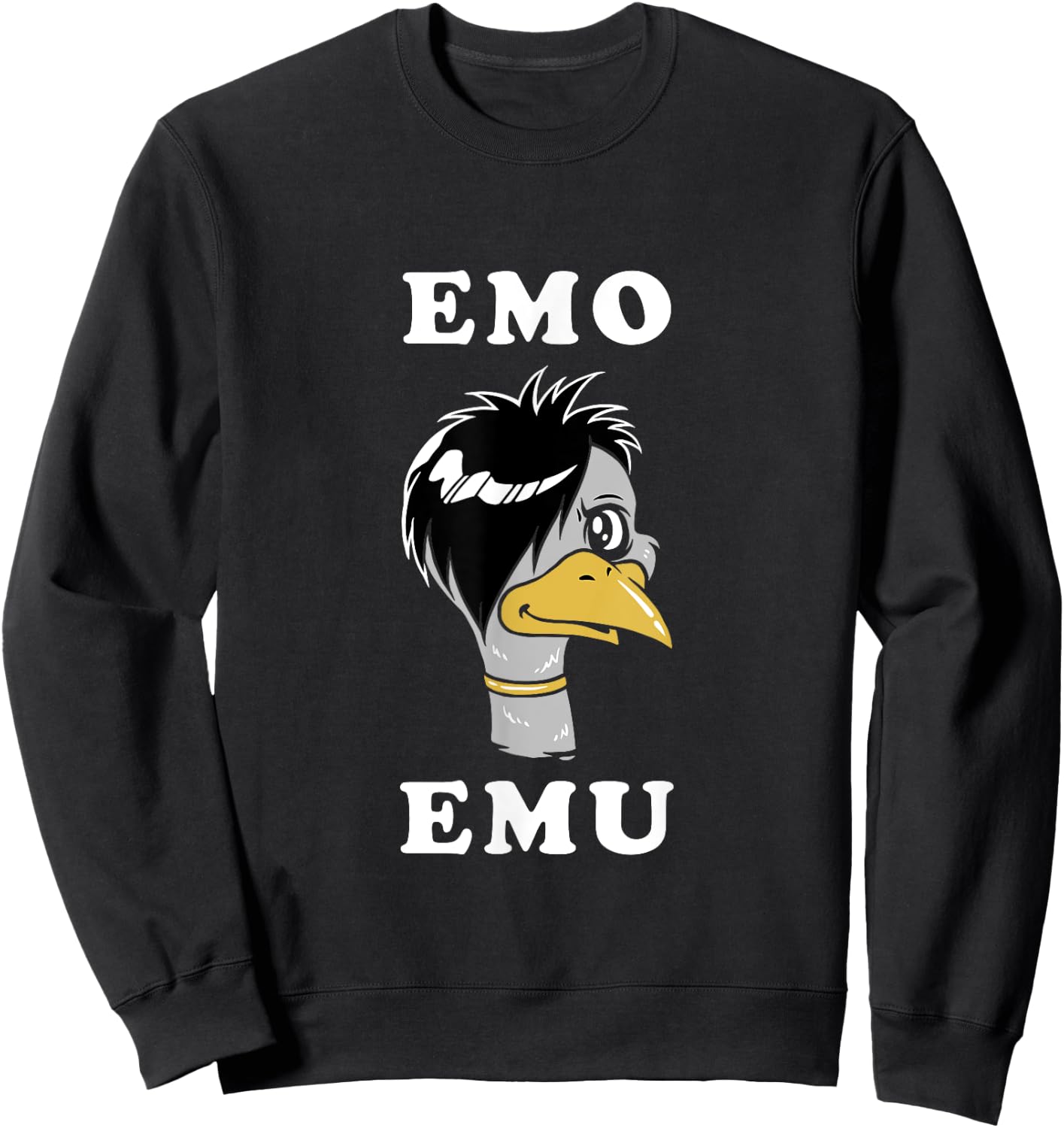 Emo Emu - Funny Metal Goth Emu Bird Sweatshirt - Sweatshirt | Black
