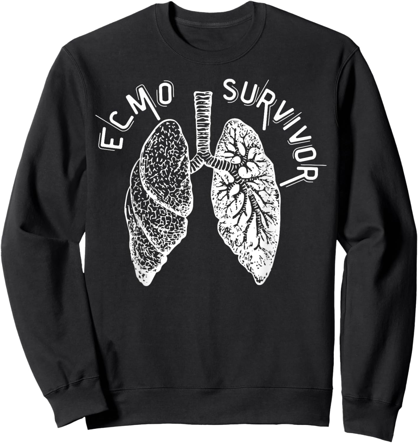 Retro Lungs ECMO Survivor ECMO Oxygenator Nurse Hospital Sweatshirt - Sweatshirt | Black