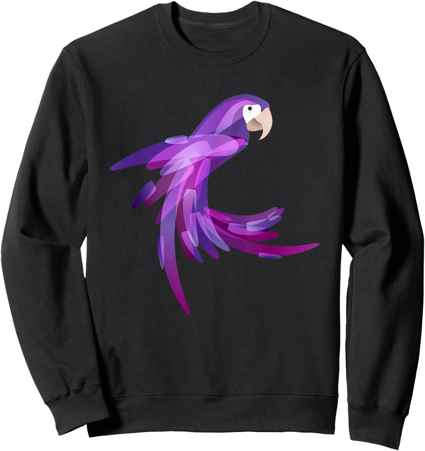 Cool Pretty Purple Parrot Art Bird Lover Gift Macaw Sweatshirt - Sweatshirt | Black