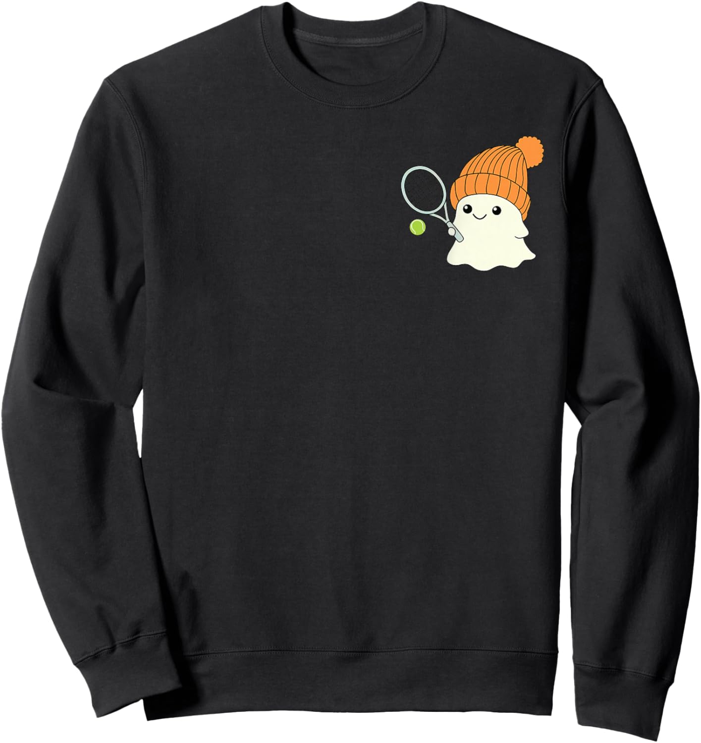 Funny Ghost Playing Tennis Pocket Halloween Costume Sweatshirt - Sweatshirt | Black