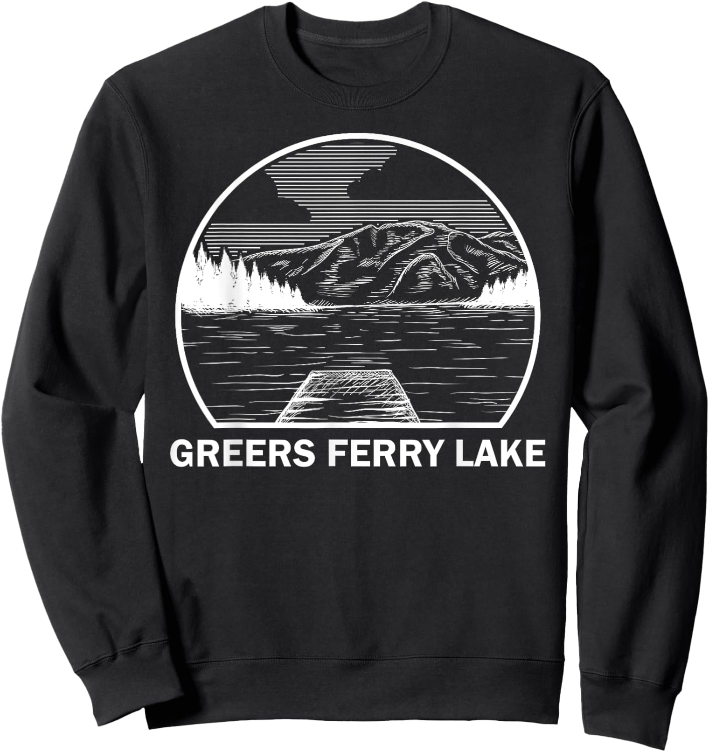 GREERS FERRY LAKE ARKANSAS Funny Fishing Camping Summer Gift Men Women Kids Sweatshirt - Sweatshirt | Black