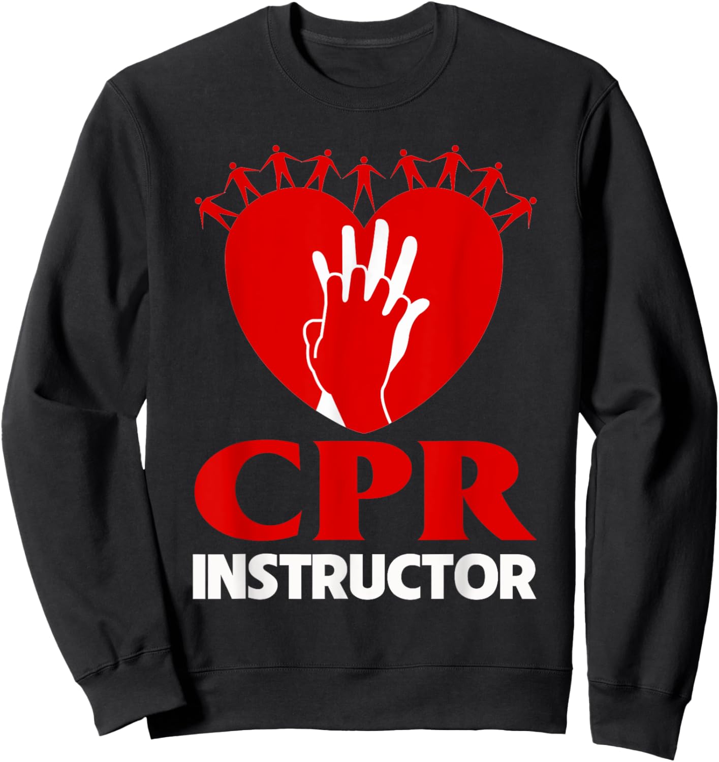 CPR Instructor Teacher First Aid Aed Trainer Red Heart Men Women Sweatshirt - Sweatshirt | Black