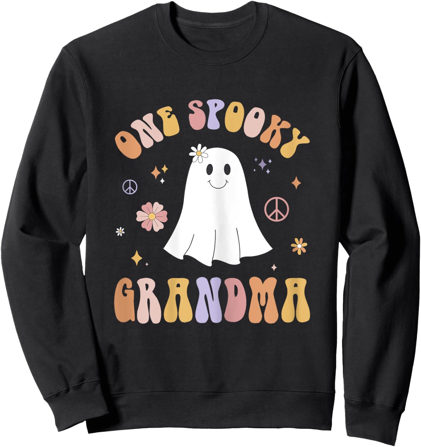 One Spooky Grandma First Birthday Retro Halloween Ghost Boo Sweatshirt - Sweatshirt | Black