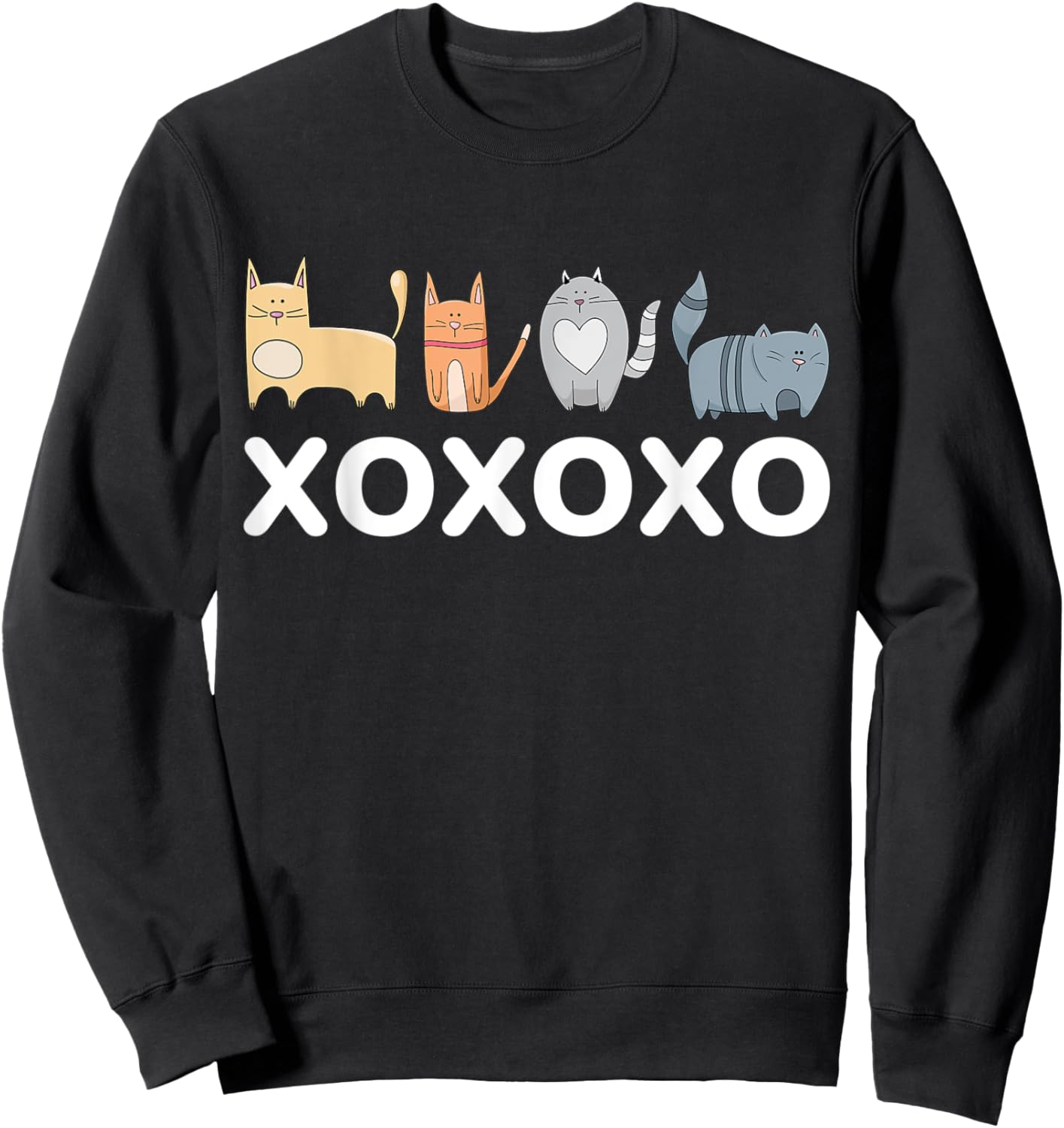 Cute Cat XOXOXO Design Women Kids Sweatshirt - Sweatshirt | Black