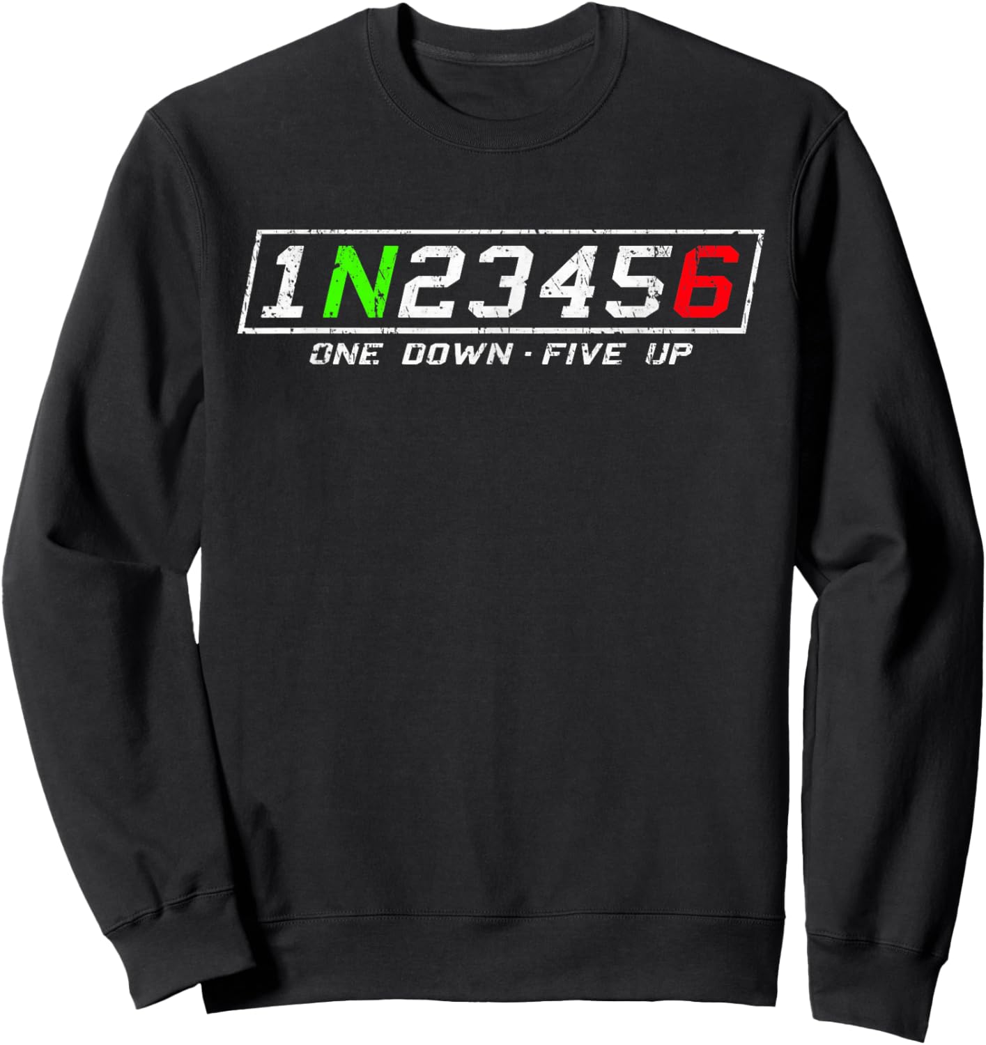 1n23456 Motorcycle Gear Shift Pattern for Biker Motorcyclist Sweatshirt - Sweatshirt | Black