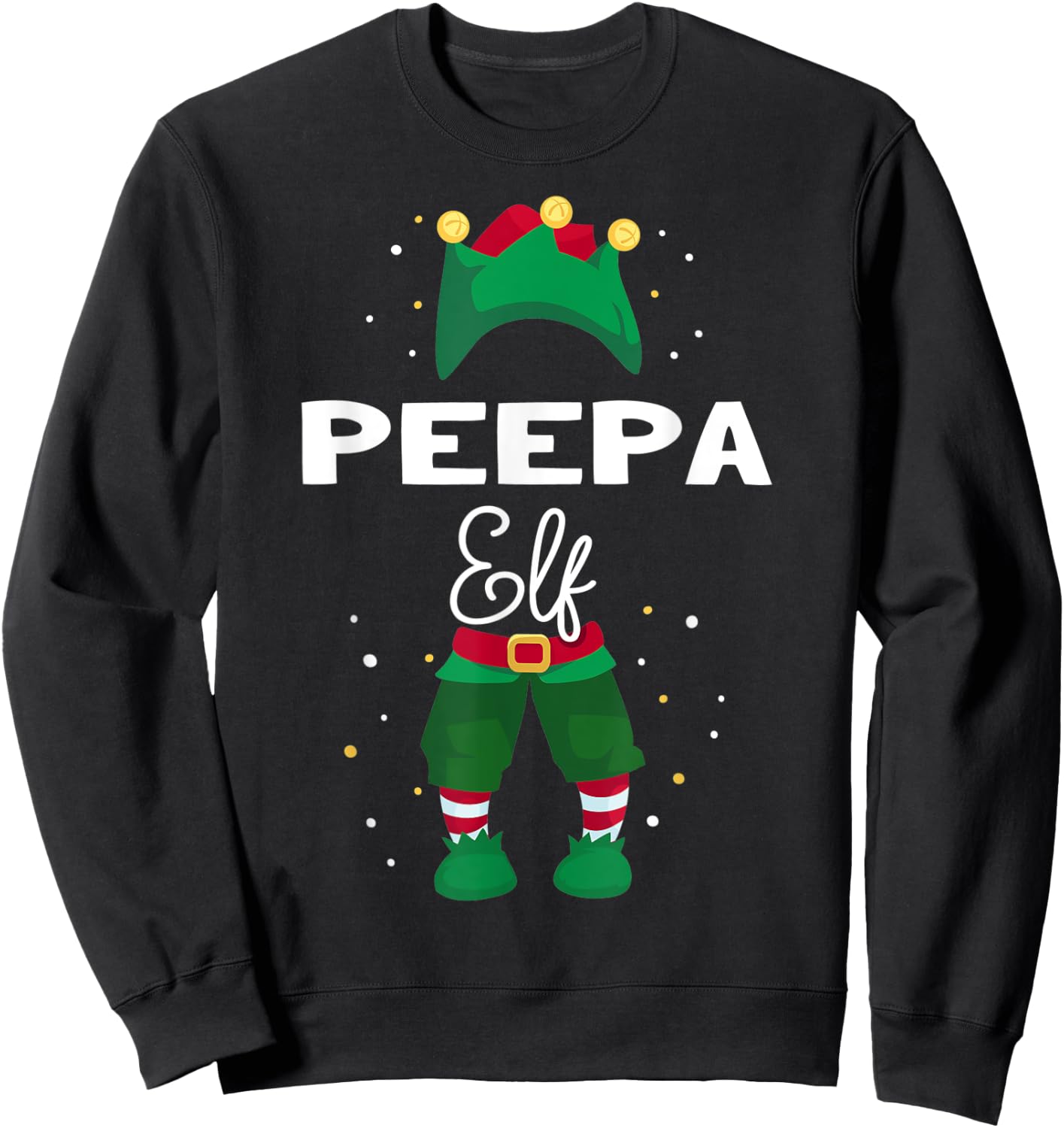 Funny Christmas Tree Lights Ugly Sweater PEEPA Elf Sweatshirt - Sweatshirt | Black