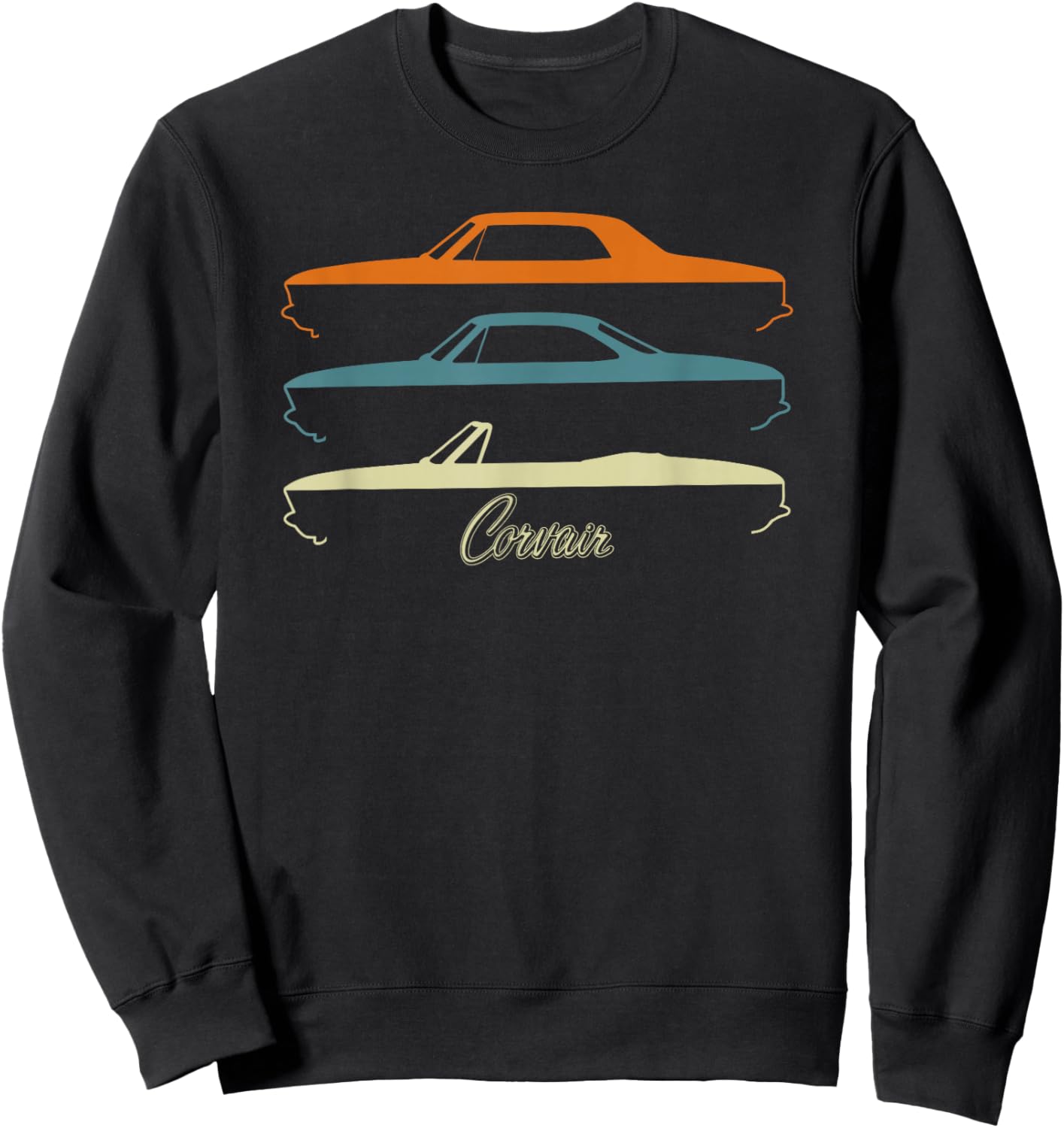 Corvair Late Model Slihouettes 1965, 1966, 1967, 1968, 1969 Sweatshirt - Sweatshirt | Black