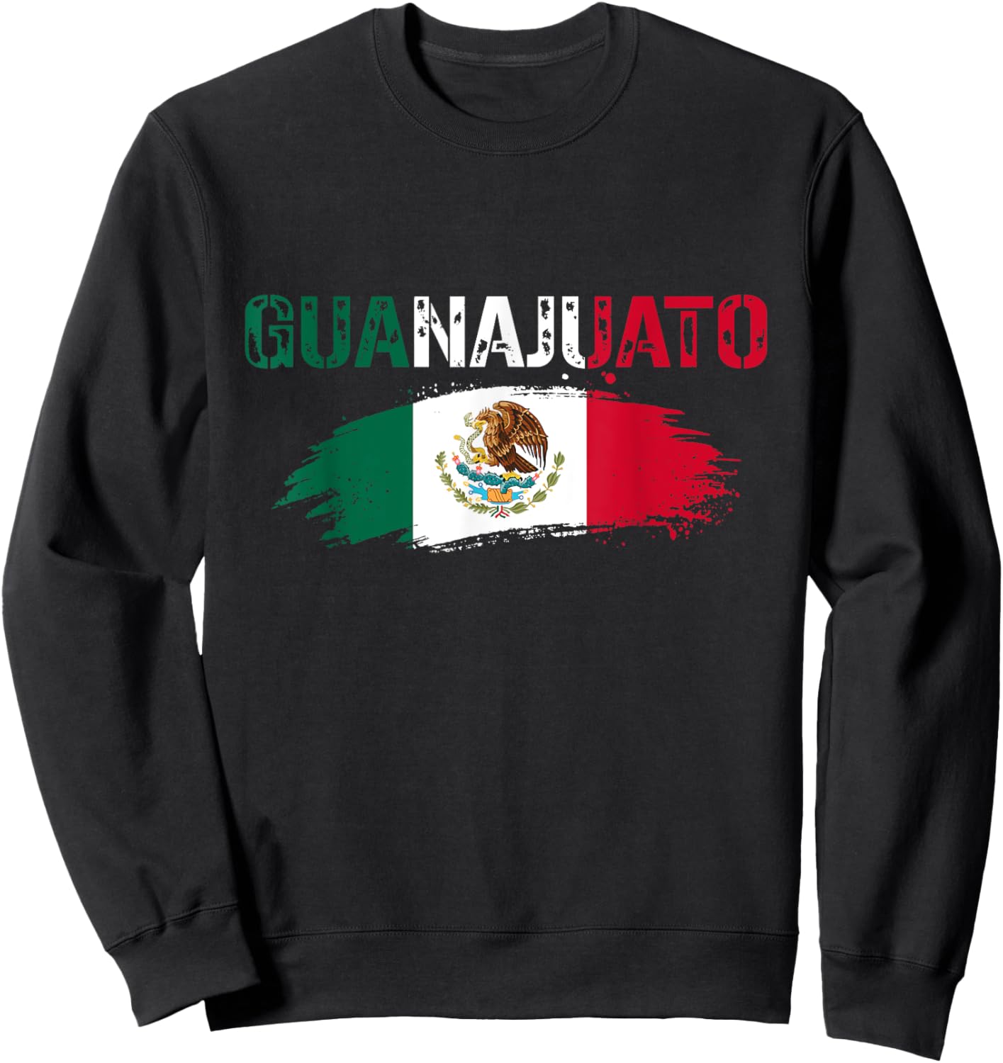 Guanajuato Mexico Distressed Mexican Flag Sweatshirt - Sweatshirt | Black