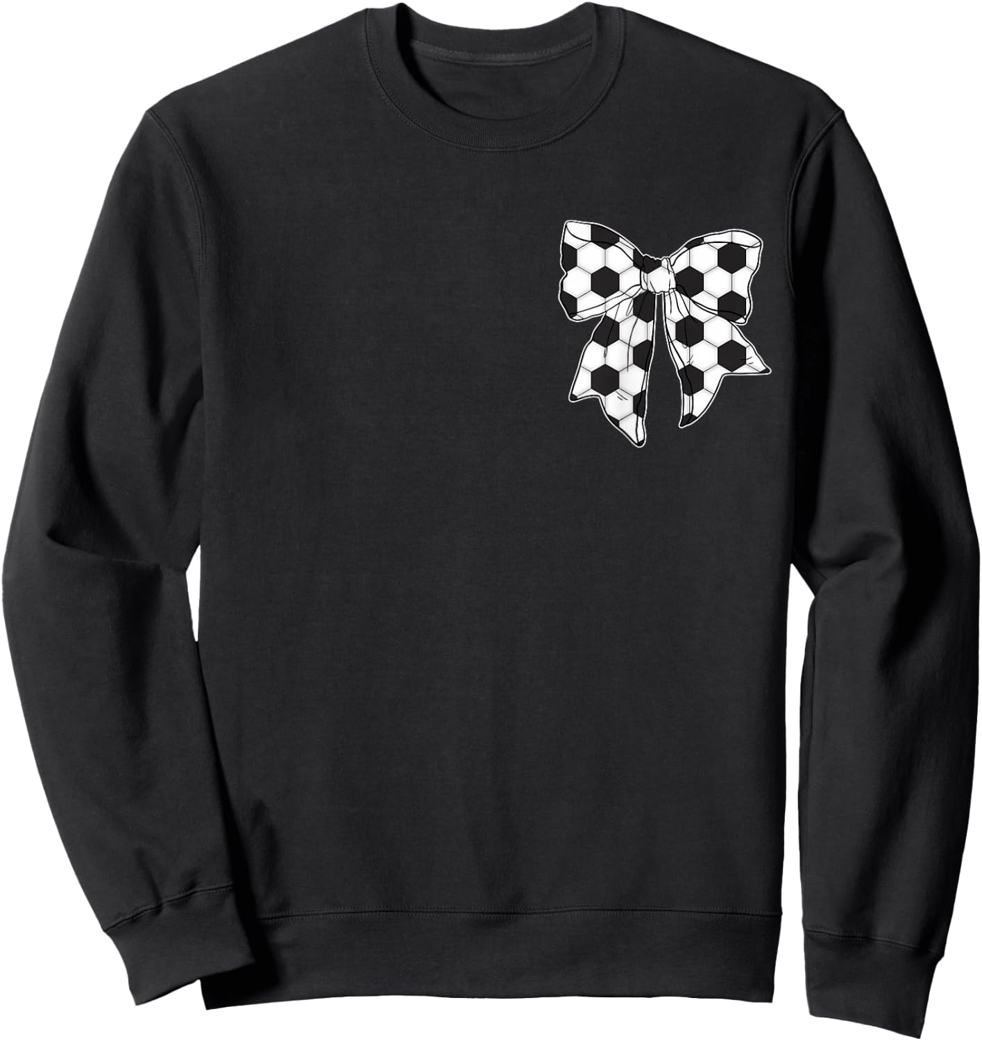 Soccer Bow Game Day Coquette Women Front and Back Print Sweatshirt - Sweatshirt | Black