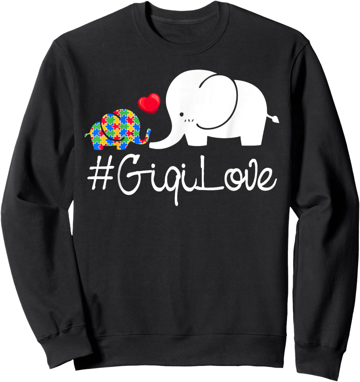 Gigi Love Elephants Autism Awareness Month Puzzles Autism Sweatshirt - Sweatshirt | Black