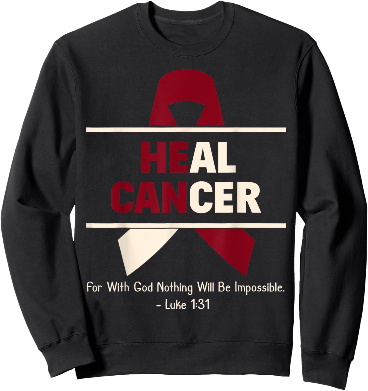 Heal Oral Head & Neck Cancer Christian Cancer Survivor Gift Sweatshirt - Sweatshirt | Black