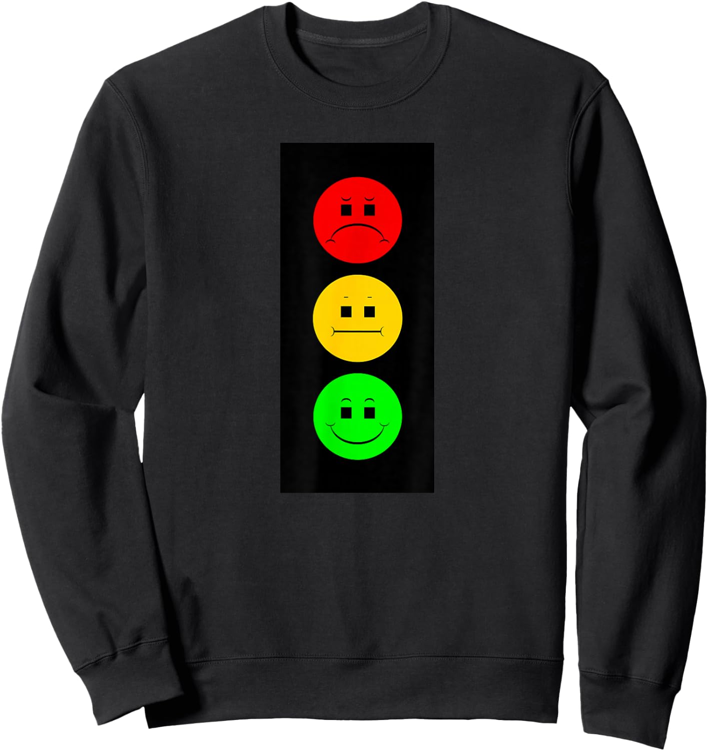 Moody Stoplight Traffic Signal Faces Funny Stop Light Sweatshirt - Sweatshirt | Black