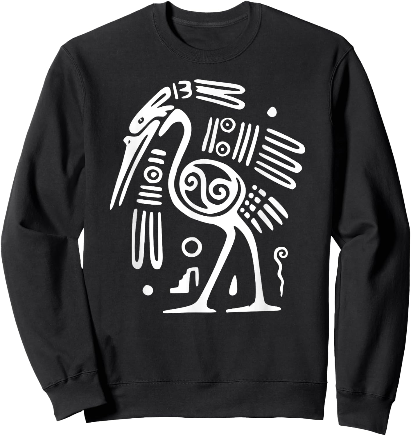 Ibis Ornithology White Line Drawing Bird Shirt Sweatshirt - Sweatshirt | Black