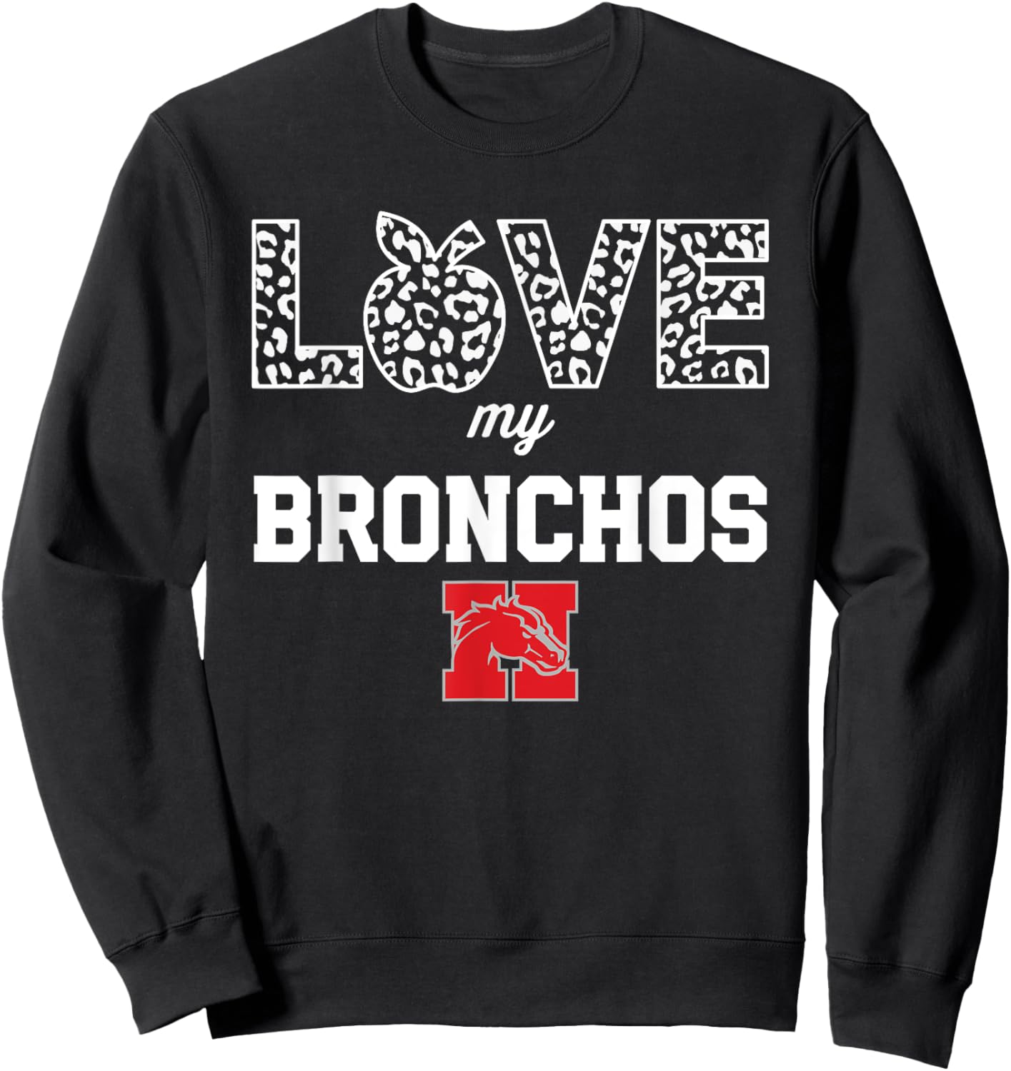 Holly Bronchos Logo Love My Team HS Sweatshirt - Sweatshirt | Black