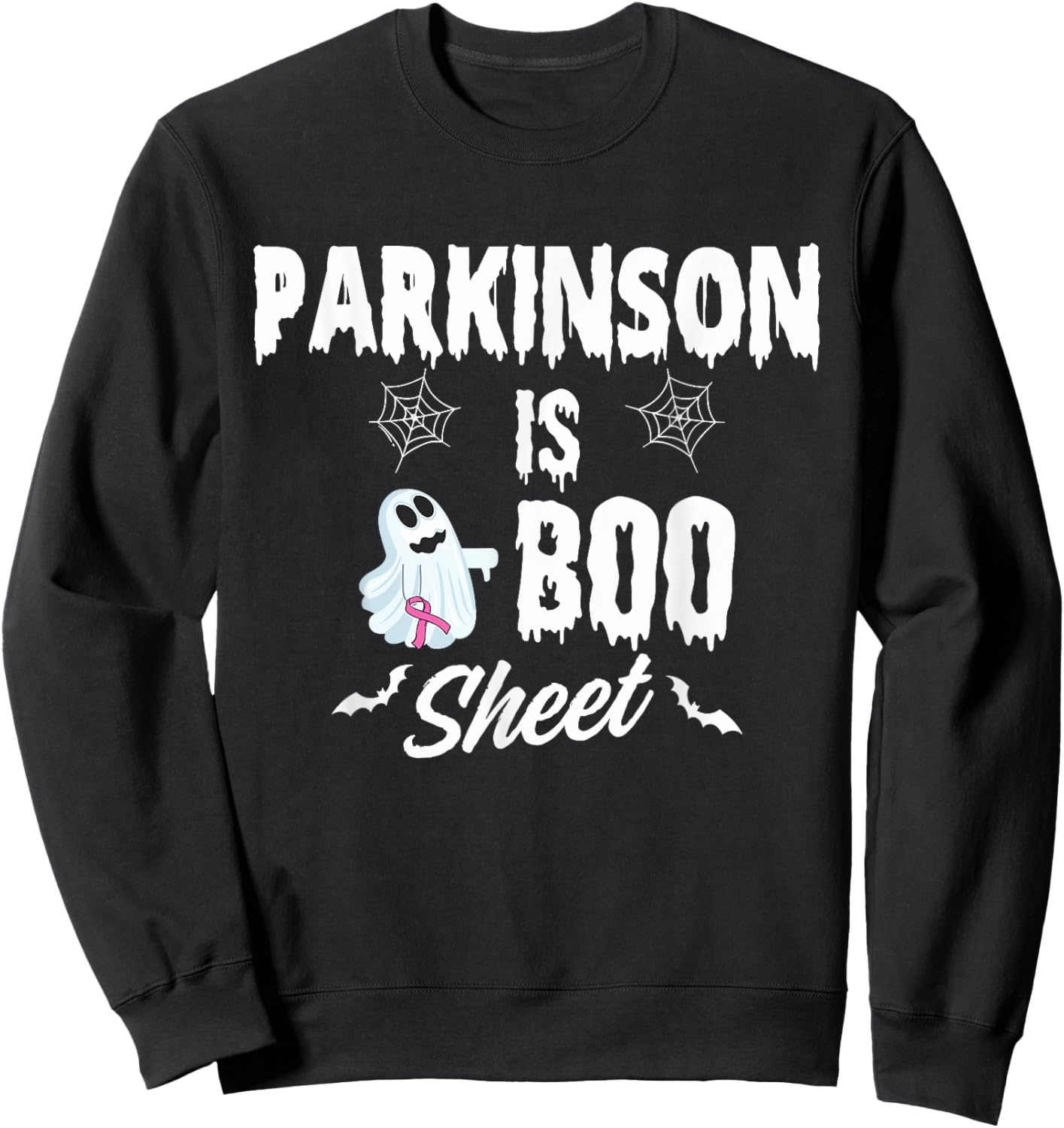 Vintage Cute Halloween Ghost Parkinson Is Boo Sheet Sweatshirt - Sweatshirt | Black