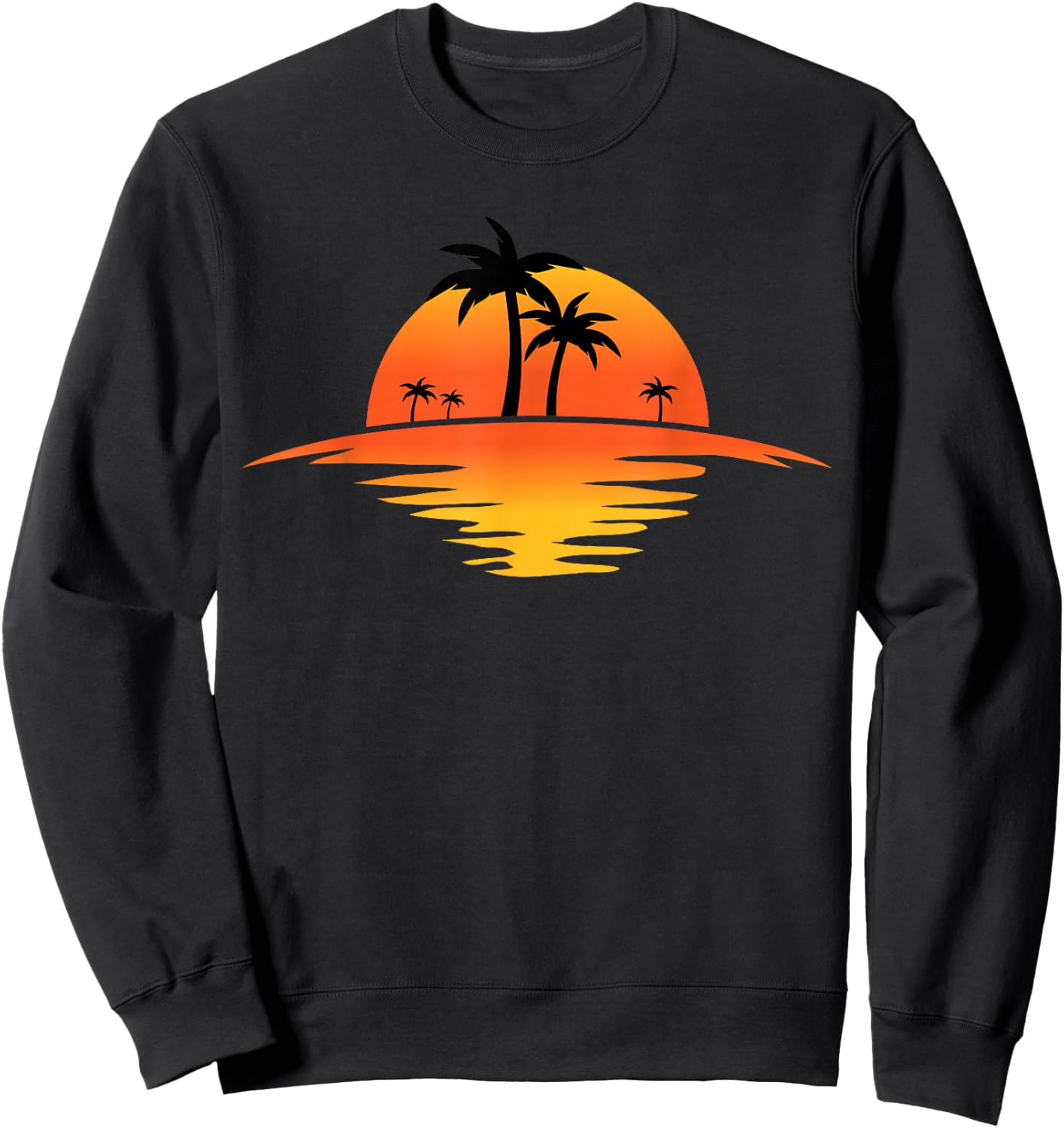 Sunset Beach Silhouette Tropical Palm Tree Sunny Lover Gift Sweatshirt - Sweatshirt | Black