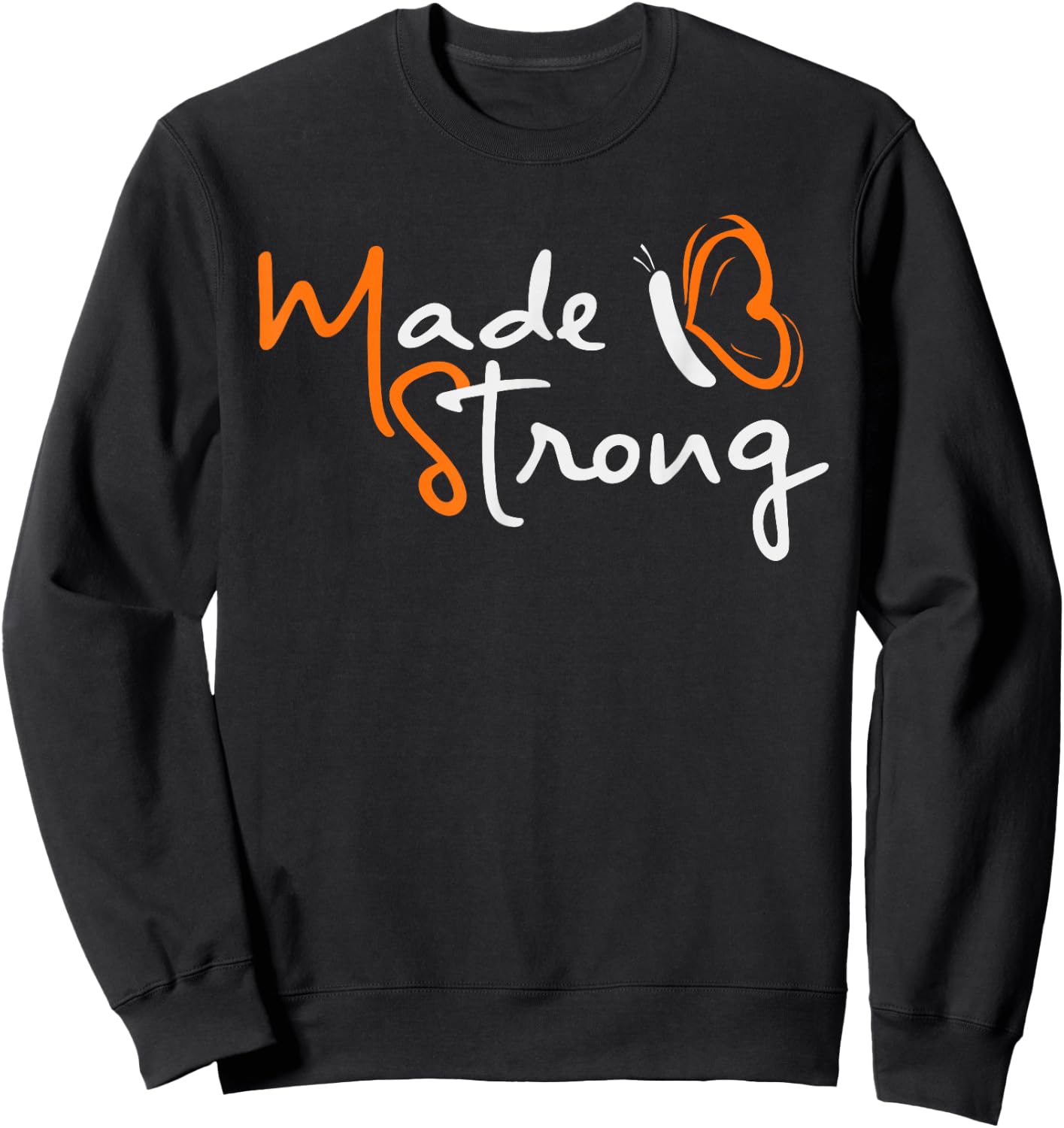 Multiple Sclerosis Awareness Orange Ribbon Butterfly Shirt Sweatshirt - Sweatshirt | Black