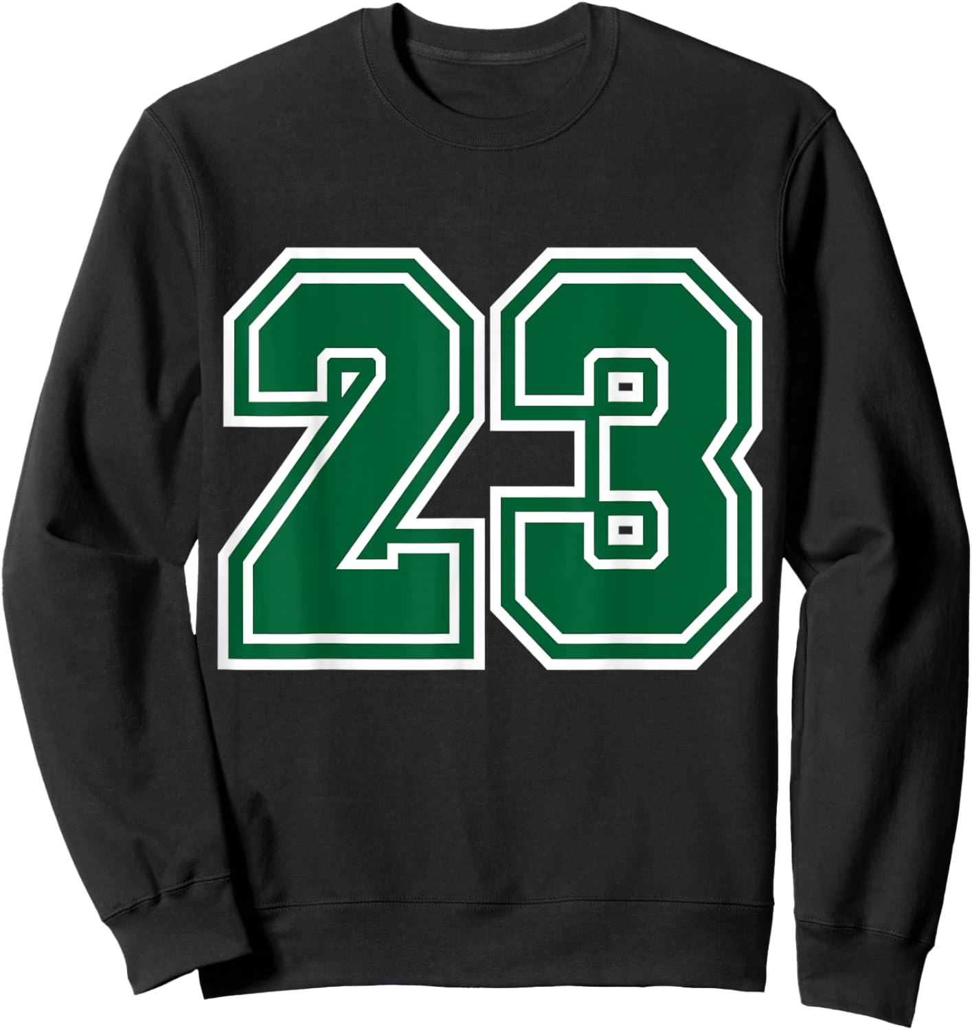 Number #23 White Green Varsity Sports Team Sweatshirt - Sweatshirt | Black