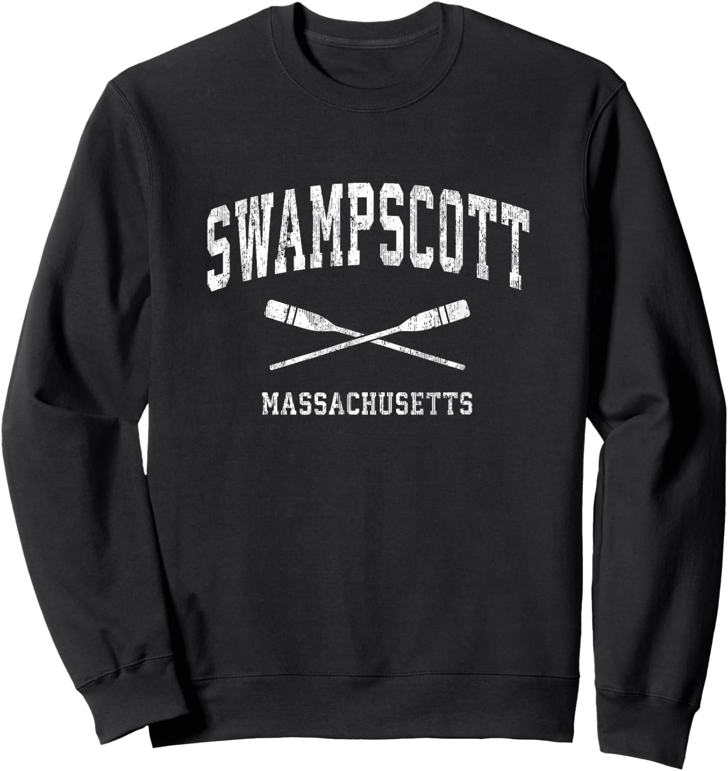 Swampscott Massachusetts Vintage Nautical Paddles Sports Oar Sweatshirt - Sweatshirt | Black