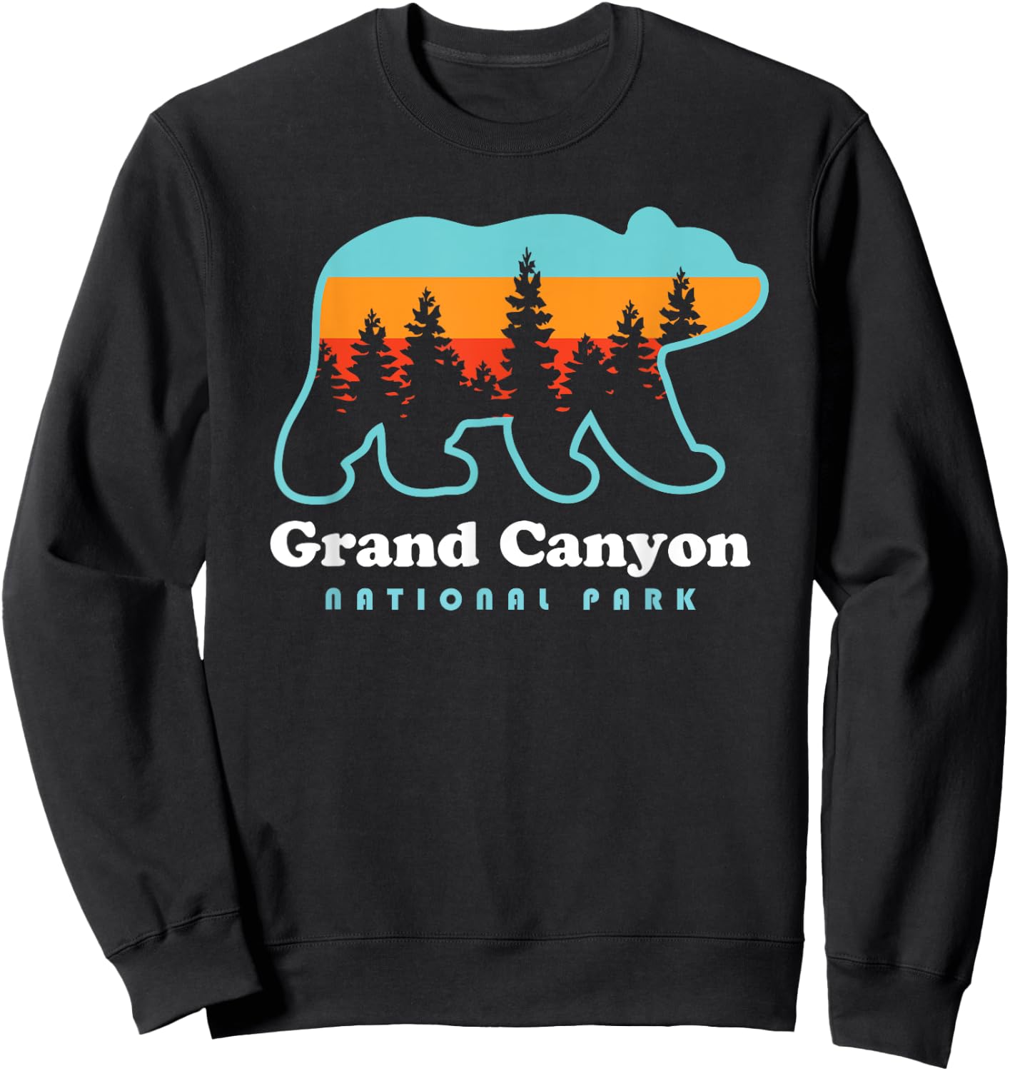 Grand Canyon Retro Bear US National Park Travel Hiking Sweatshirt - Sweatshirt | Black