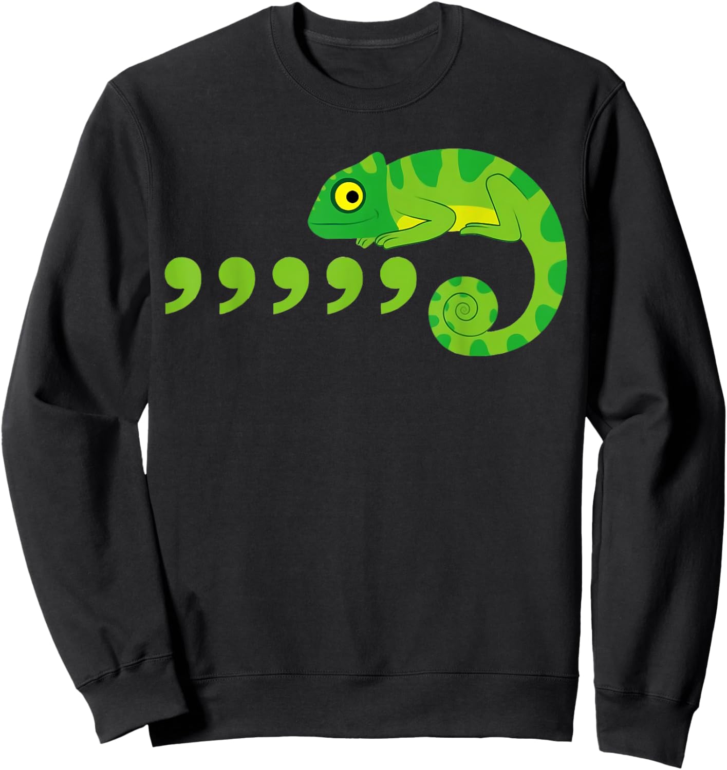Comma Chameleon Funny 80's Throwback Sweatshirt - Sweatshirt | Black