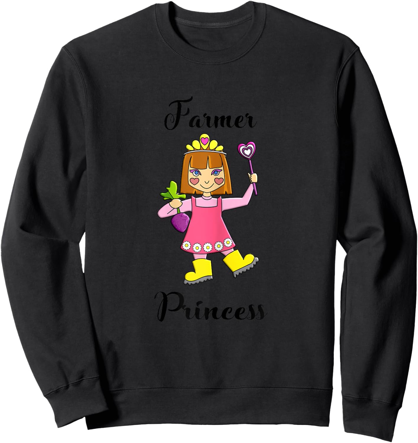 Little Girls Farmer Princess Sweatshirt - Sweatshirt | Black