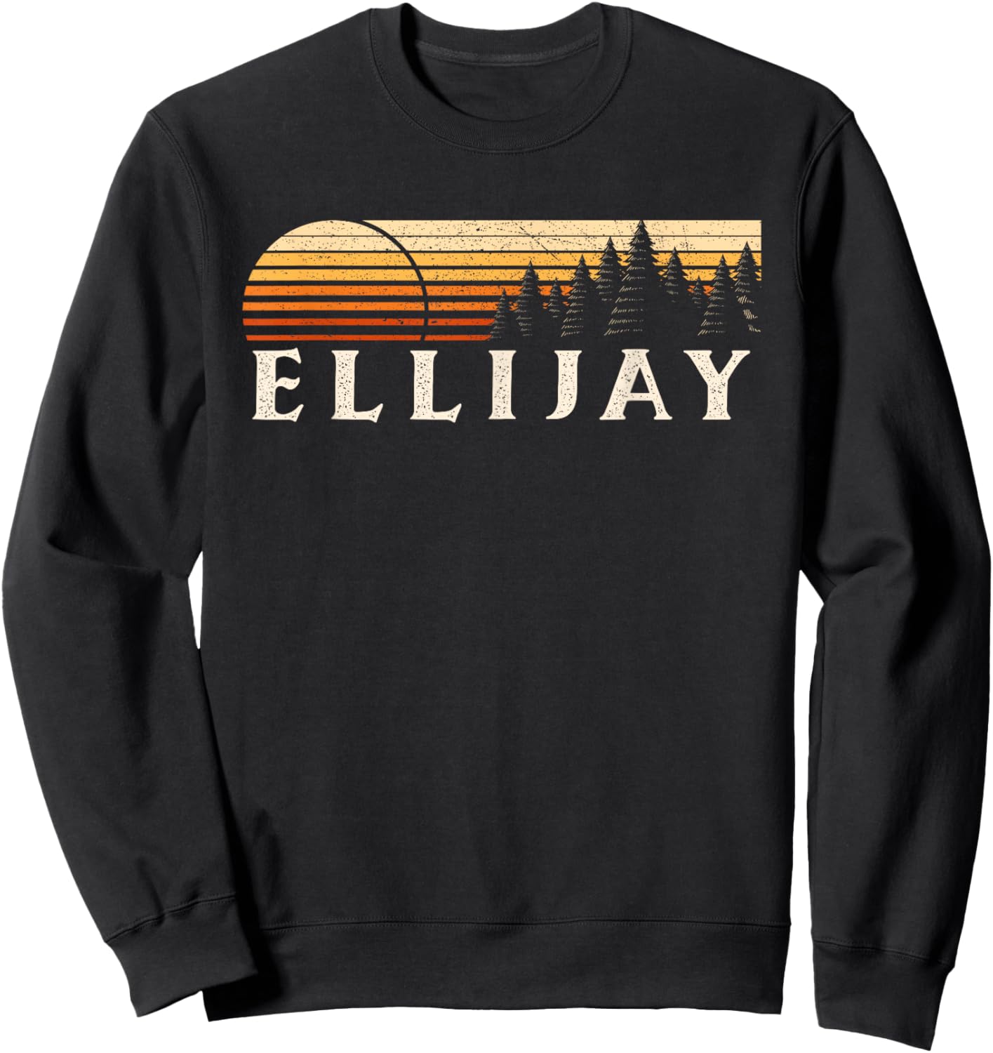 Ellijay, NC Vintage Evergreen Sunset Eighties Retro Sweatshirt - Sweatshirt | Black