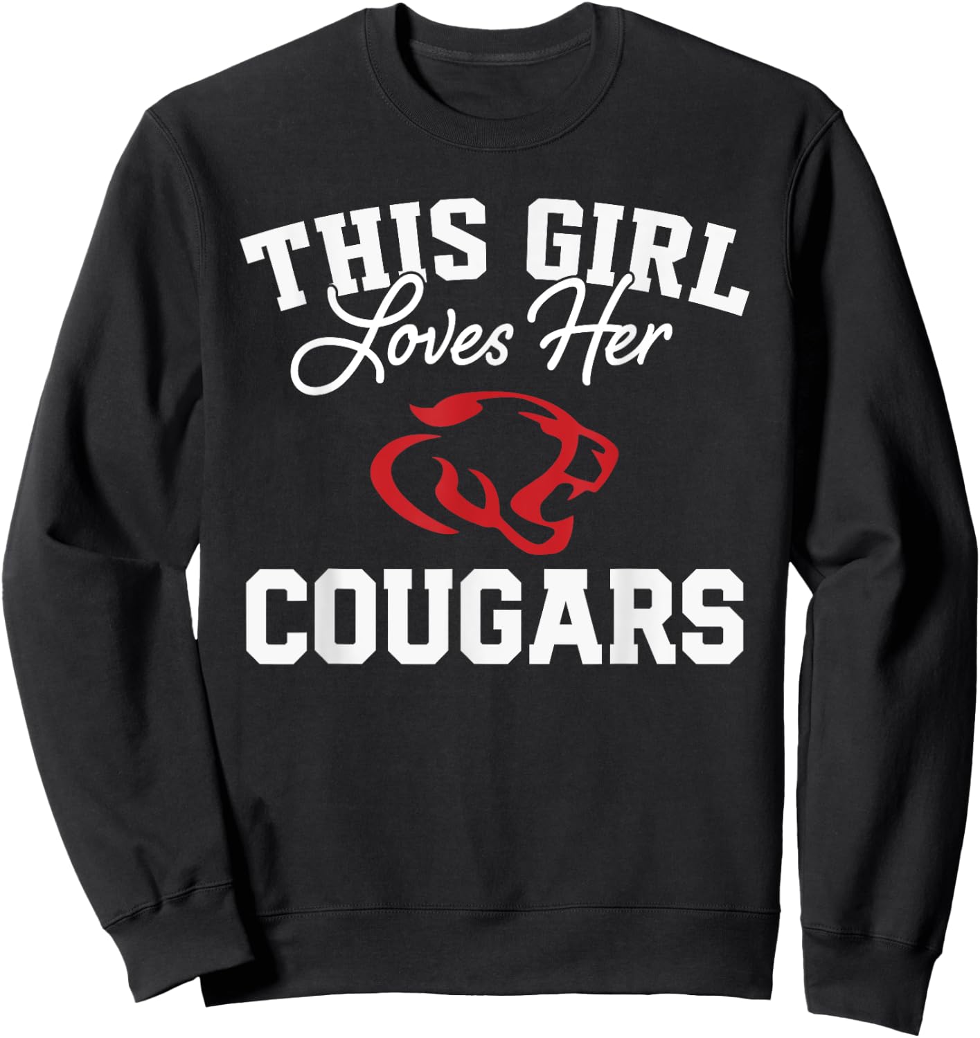 Crosby Cougars Logo This Girl Loves Her HS Sweatshirt - Sweatshirt | Black