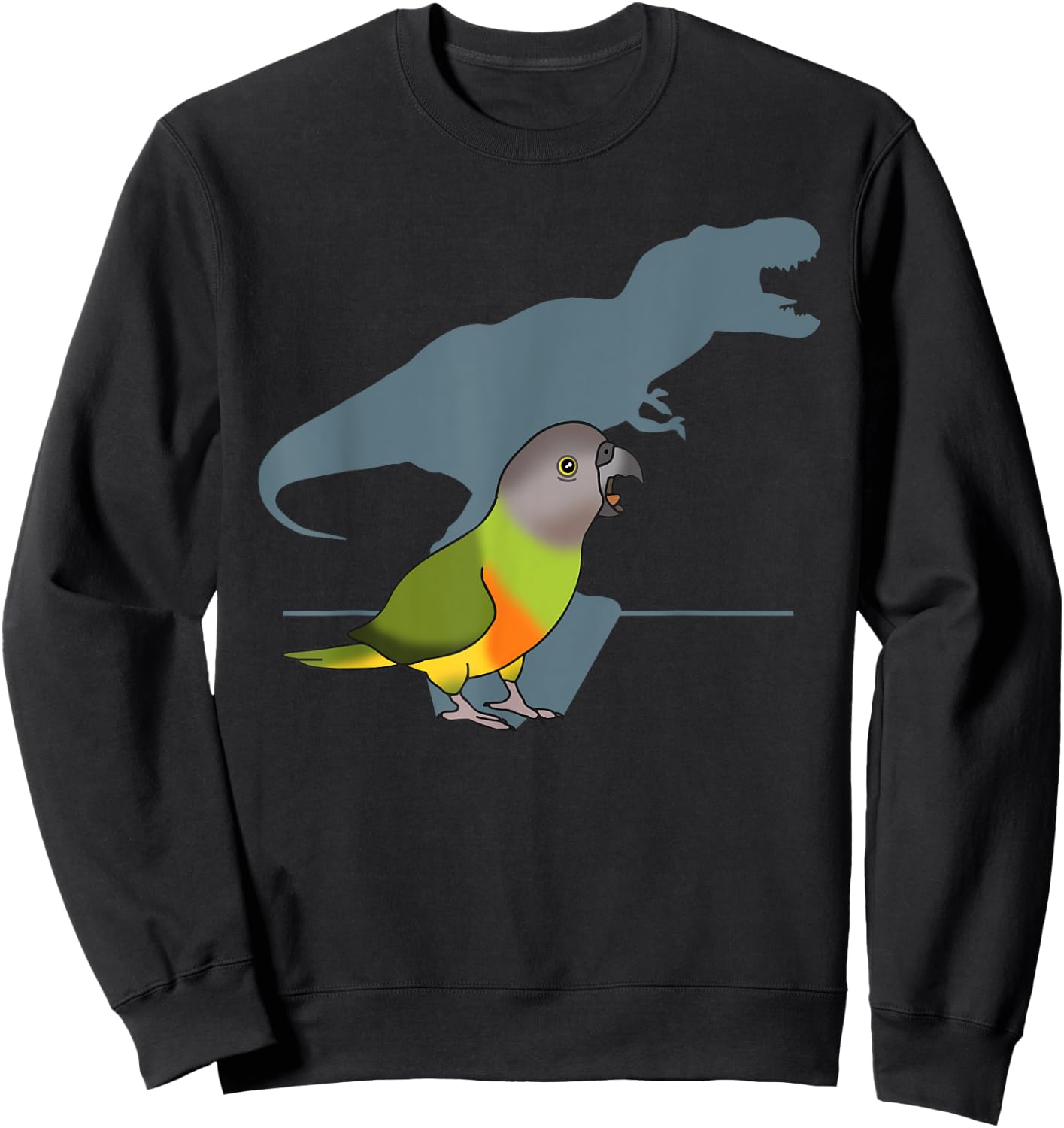 T-rex Senegal Parrot, Birb memes, Funny Dinosaur Parrot Sweatshirt - Sweatshirt | Black