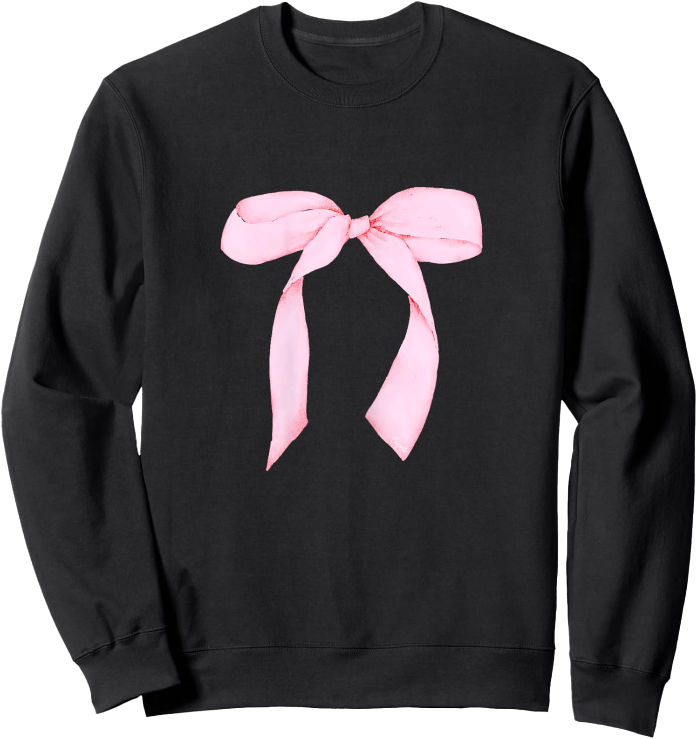 Women's Pink Bow Coquette Aesthetic Bow Print Bow Graphic Sweatshirt - Sweatshirt | Black