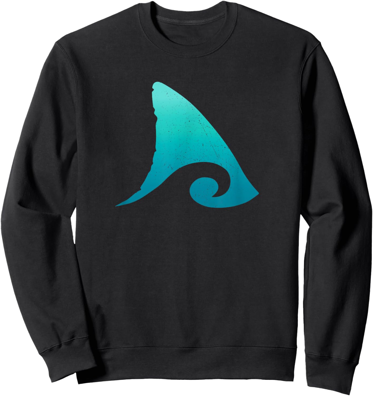 Shark Fin Ocean Wave Design Sweatshirt - Sweatshirt | Black