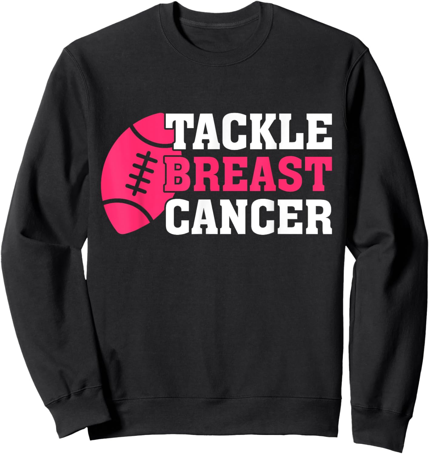 Tackle Breast Cancer Awareness Football Pink Ribbon Boys Kid Sweatshirt - Sweatshirt | Black