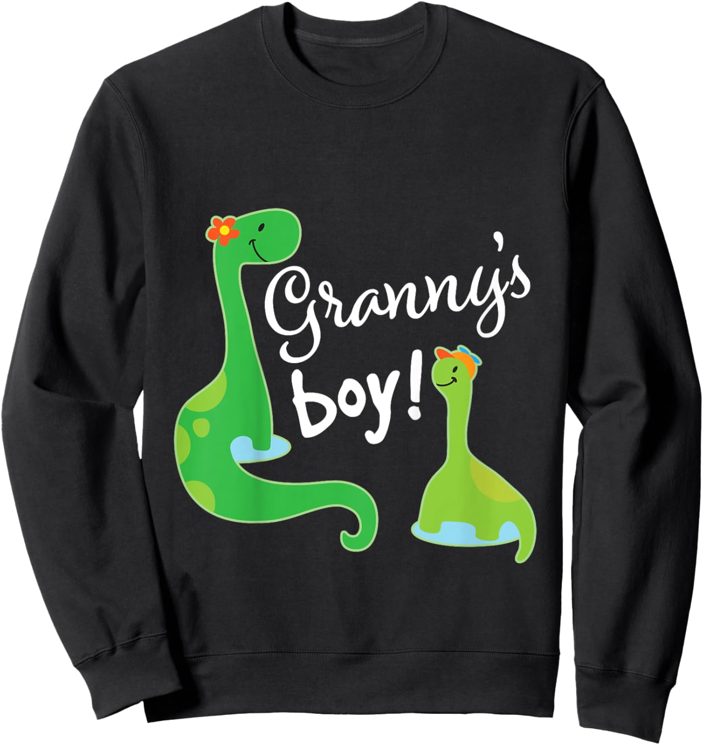 Kids Grannys Boy Grandson Dinosaur Sweatshirt - Sweatshirt | Black