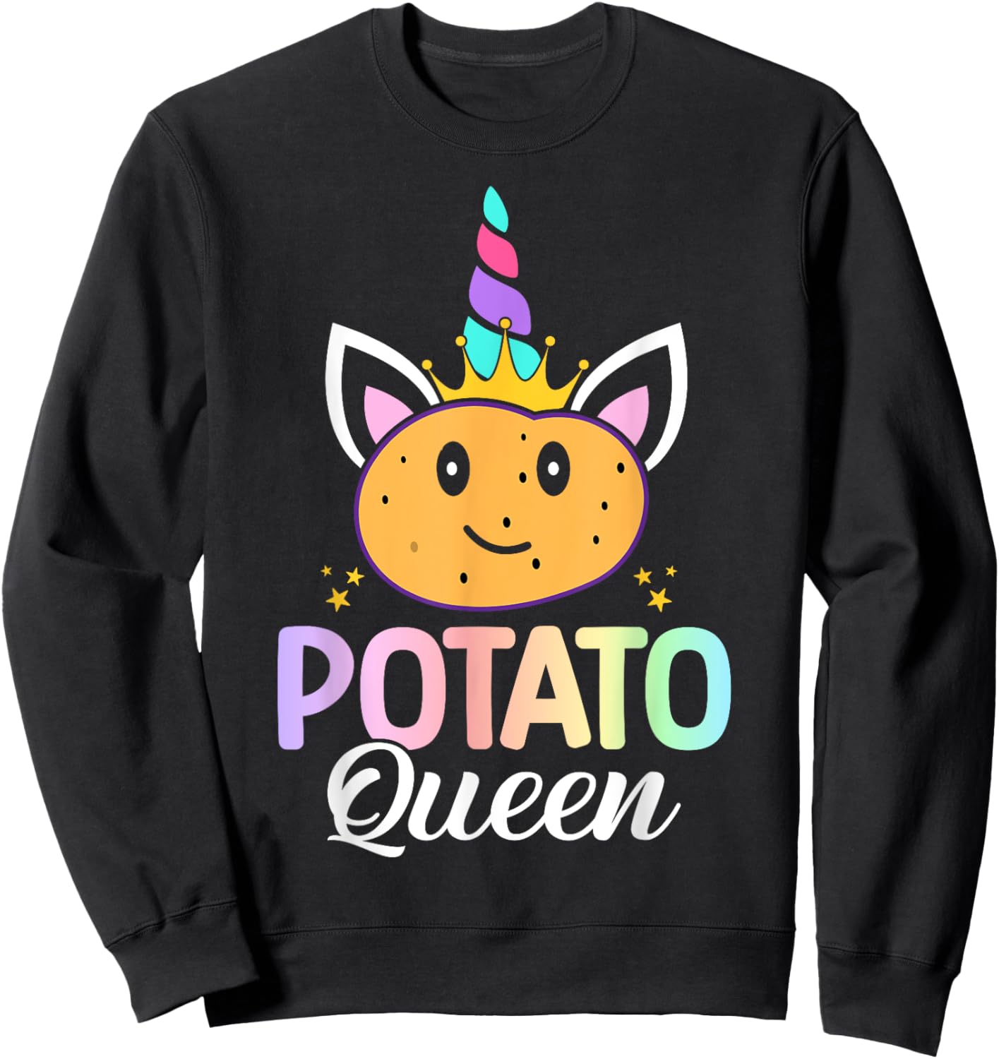 Potato Queen Female Potato Lover Girl Sweatshirt - Sweatshirt | Black