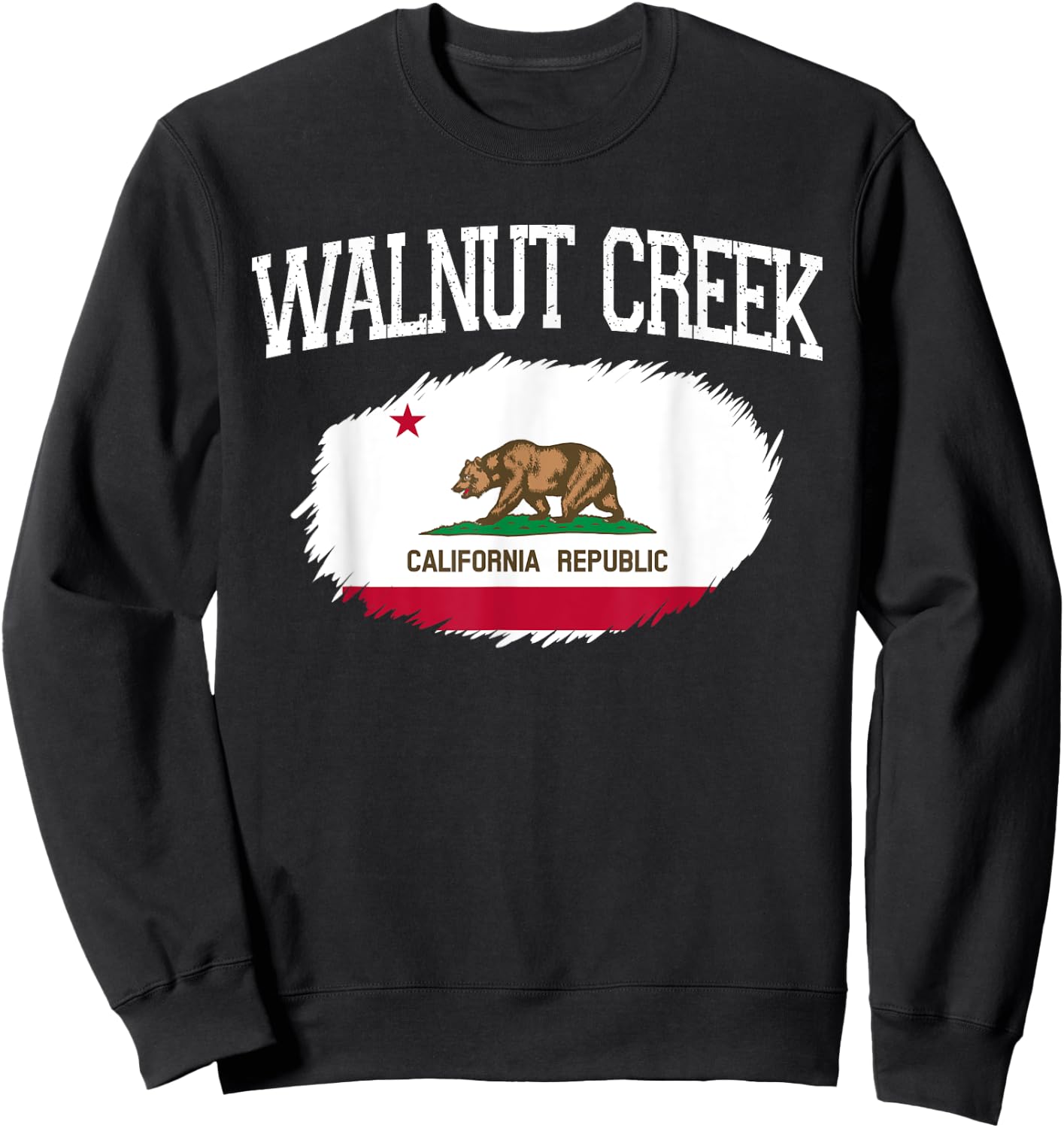 WALNUT CREEK CA CALIFORNIA Flag Vintage USA Sports Men Women Sweatshirt - Sweatshirt | Black