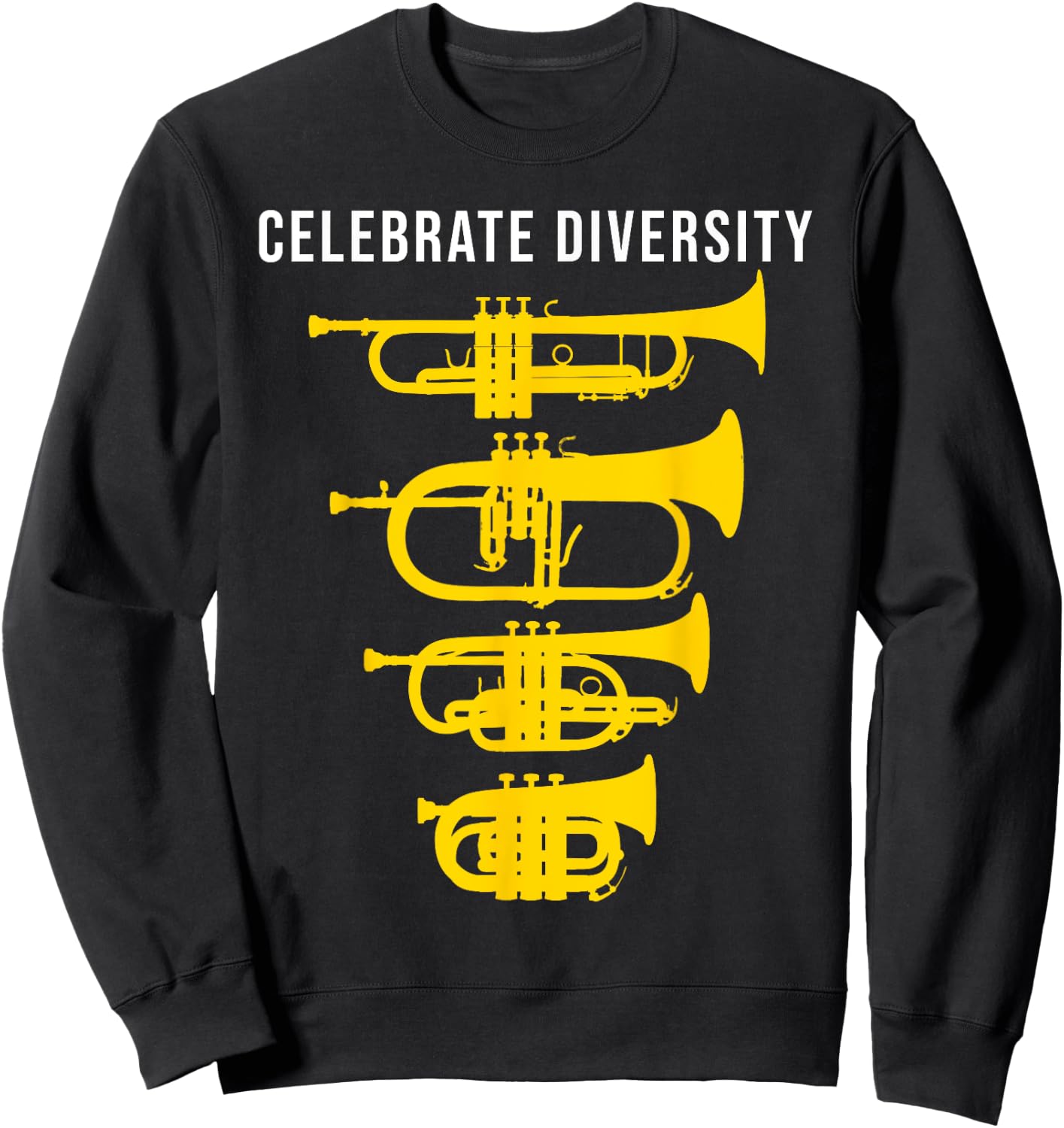 Funny Trumpet Celebrate diversity, Cornet Flugelhorn Sweatshirt - Sweatshirt | Black
