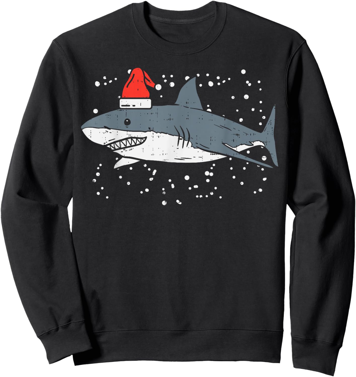 Shark Santa Hat Christmas Xmas Pajama Men Women Kids PJ Sweatshirt - Sweatshirt | Black