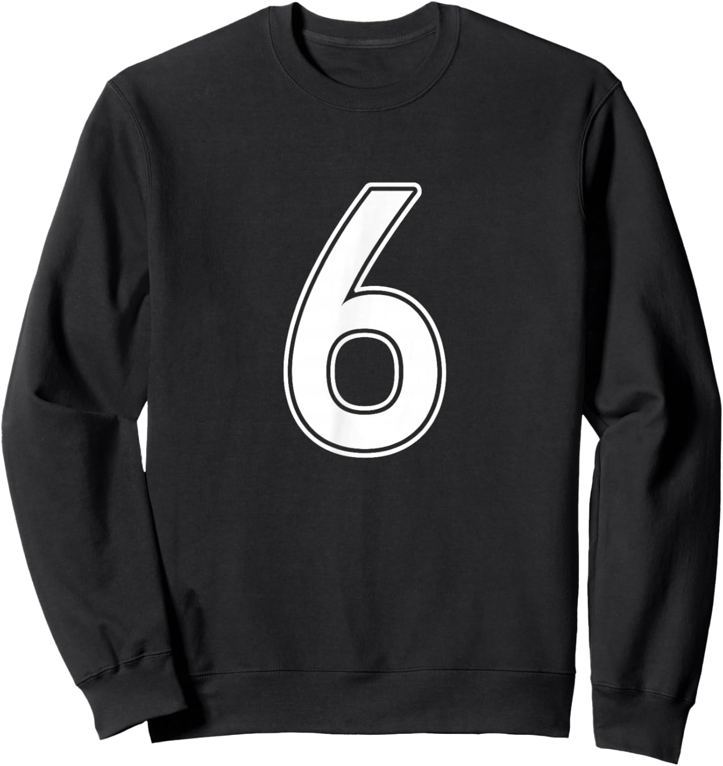 Number 6 White Sports Team Sweatshirt - Sweatshirt | Black