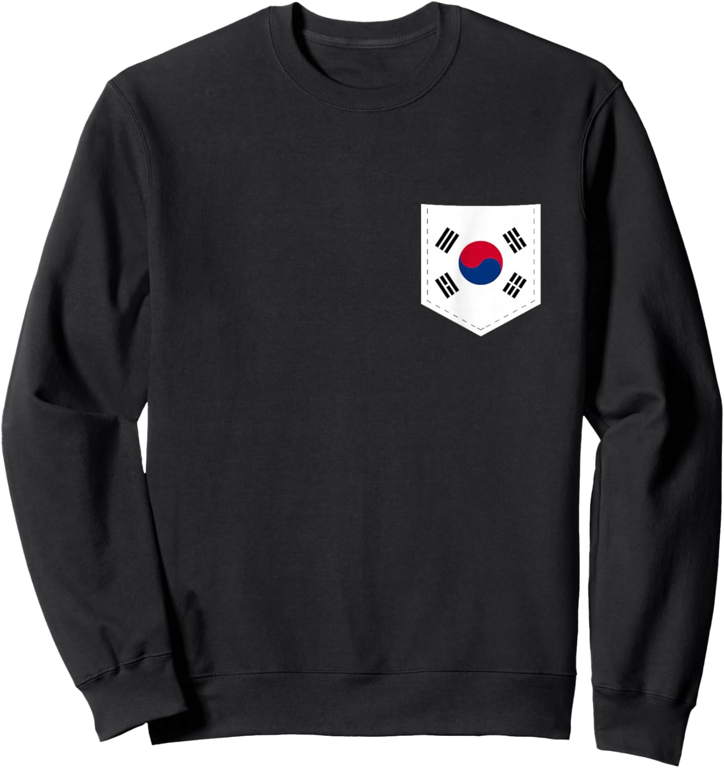 South Korea Flag with Printed South Korean Flag Pocket Sweatshirt - Sweatshirt | Black