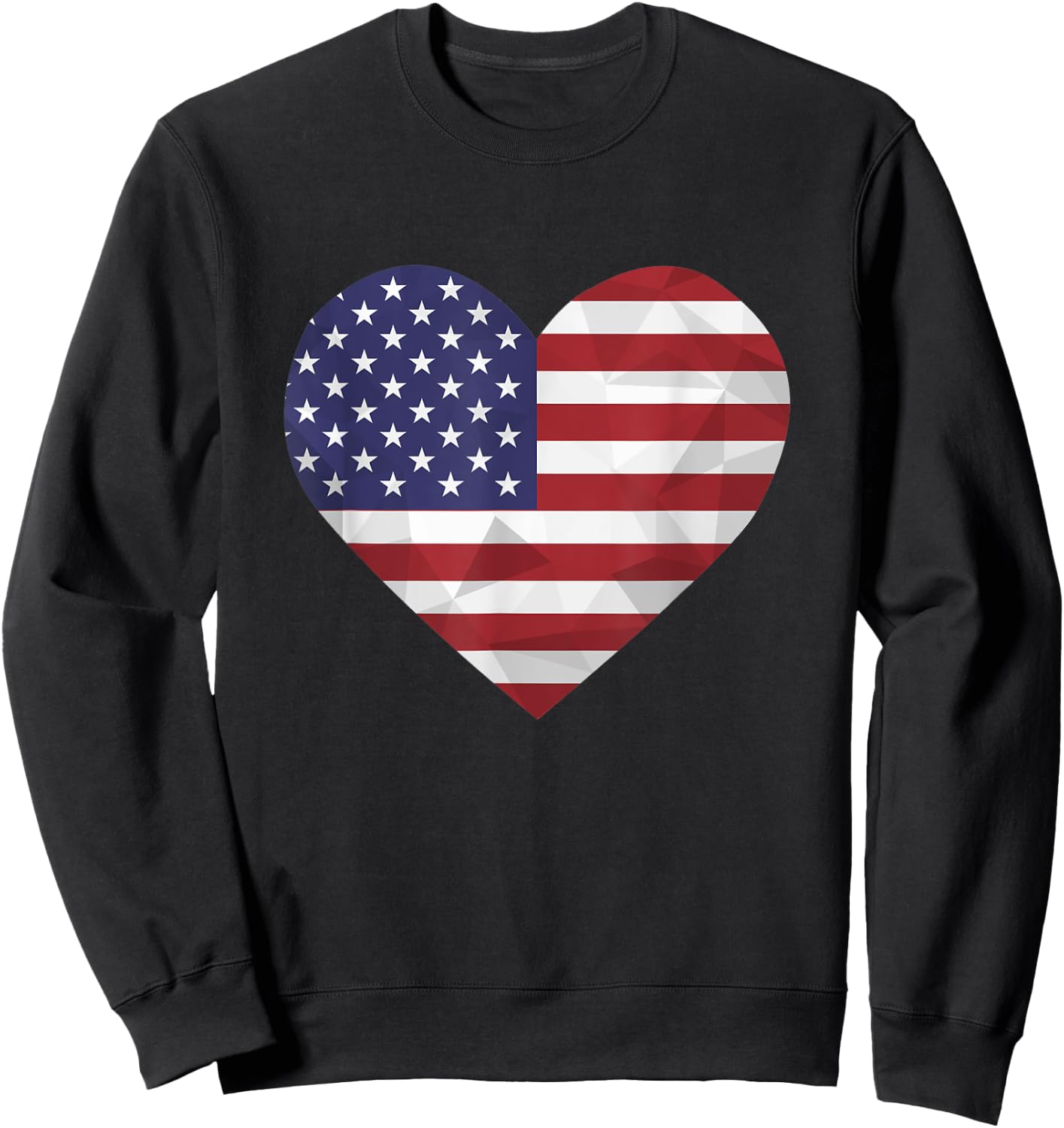 I Love United States of America Flag Heart Low Poly American Sweatshirt - Sweatshirt | Black
